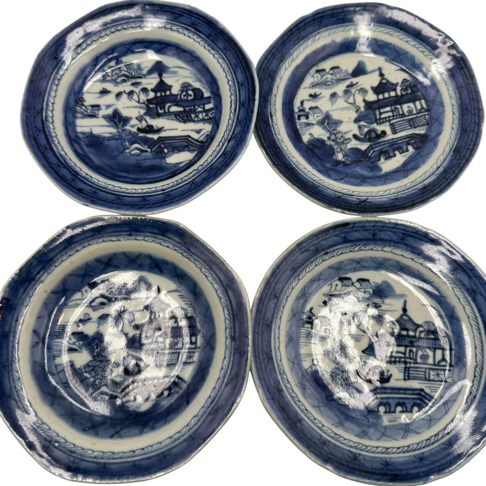 Lot of 4 Canton Chinese Export Plates (1 of 13)