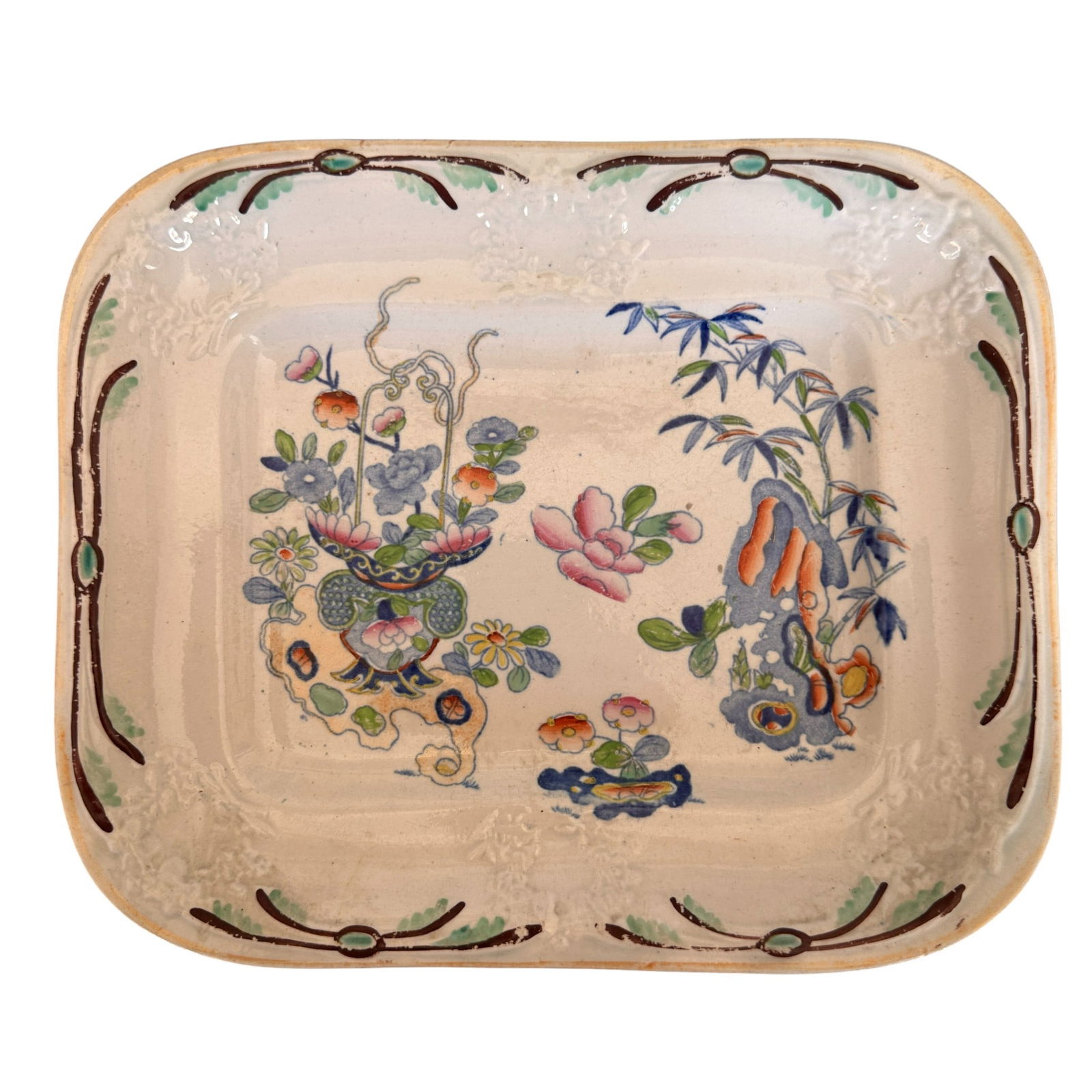 Genuine Folch's Stone China "Bamboo and Basket" Plates Circa 1820 - 10