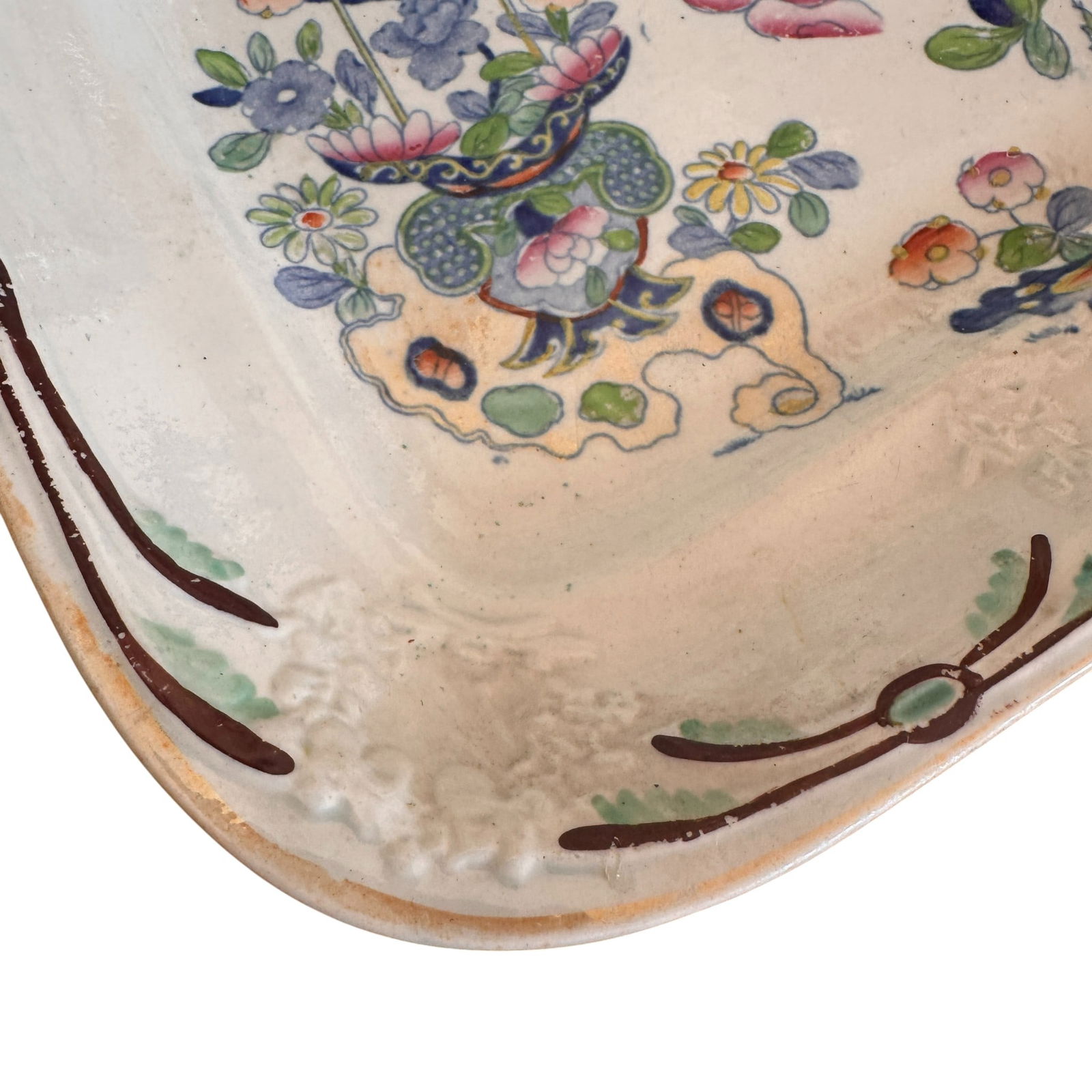 Genuine Folch's Stone China "Bamboo and Basket" Plates Circa 1820 - 12