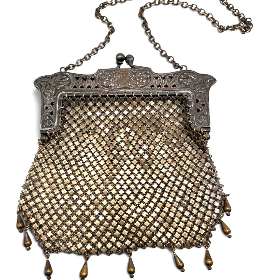 Antique German Silver Chain Metal Mesh Purse (1 of 8)