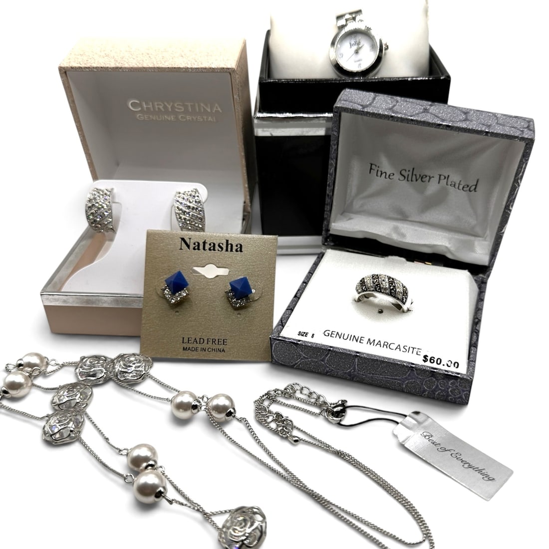 Lot of New with Tags Costume Jewelry: Necklace measures 32" from end to end. Refer to photos for additional condition information as they are a part of the description. Please note lots may show signs of wear commensurate with age and use