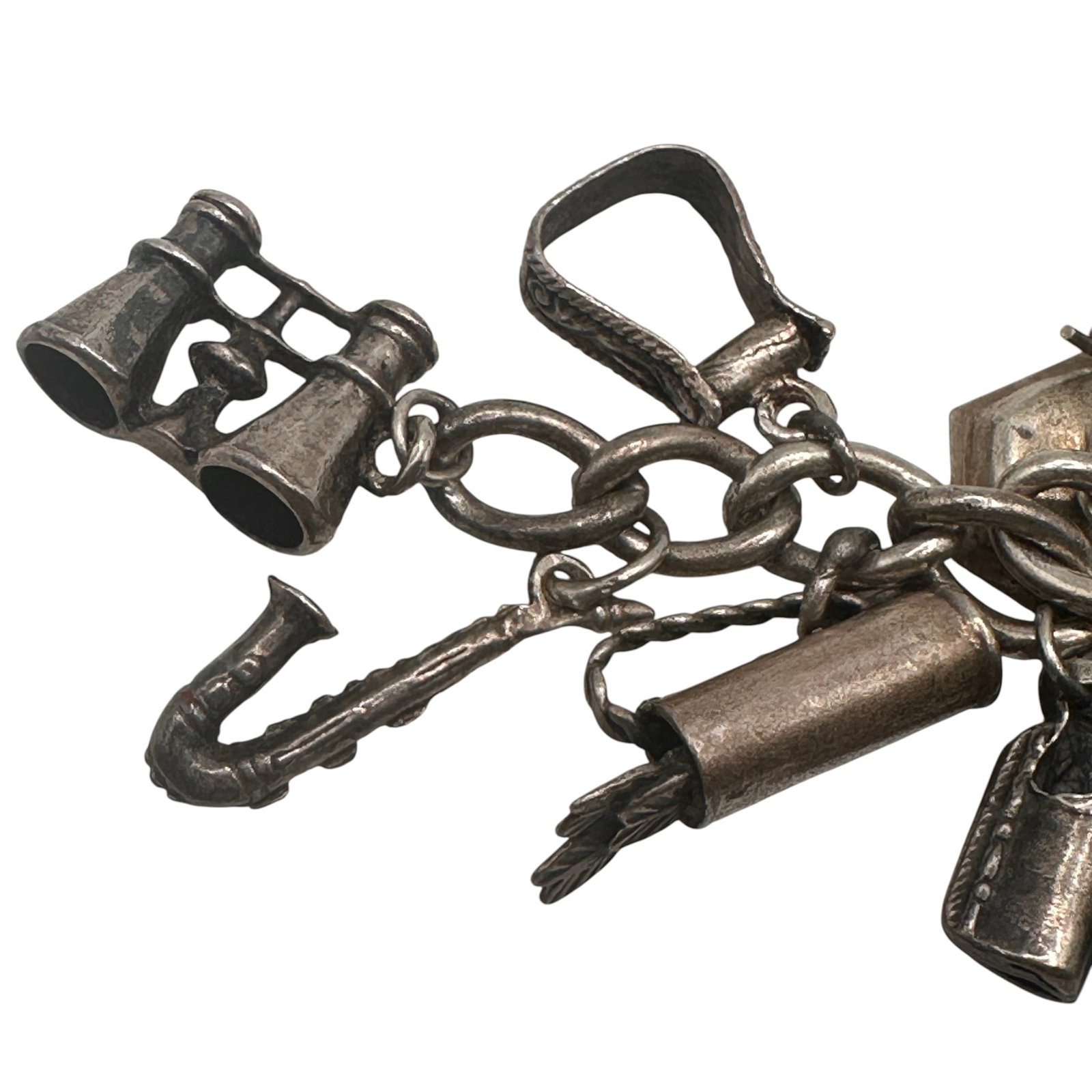 Vintage Silver Charm Bracelet - 6