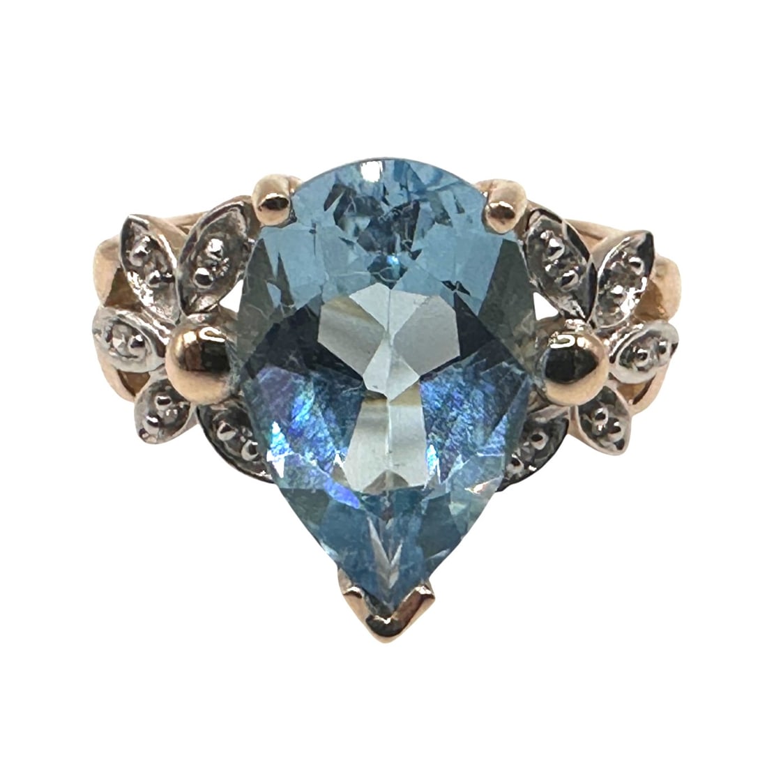 Vintage 10K Gold Diamond and Blue Gemstone Ring: Weighs 5 grams. Ring size 6 1/2. Refer to photos for additional condition information as they are a part of the description. Please note lots may show signs of wear commensurate with age and use, and 
