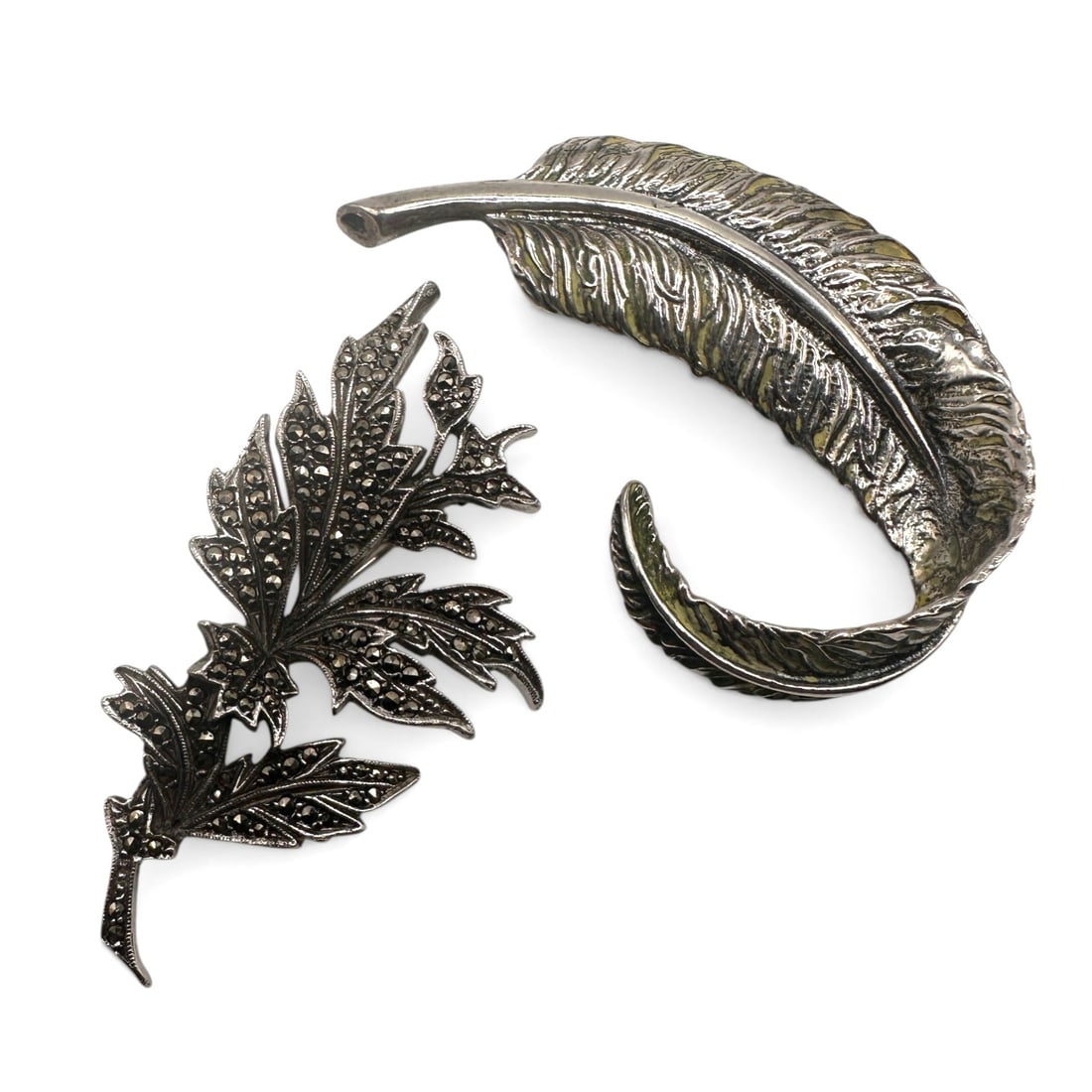 Pair of Vintage Sterling Silver Brooches: Refer to photos for additional condition information as they are a part of the description. Please note lots may show signs of wear commensurate with age and use, and the lack of a statement