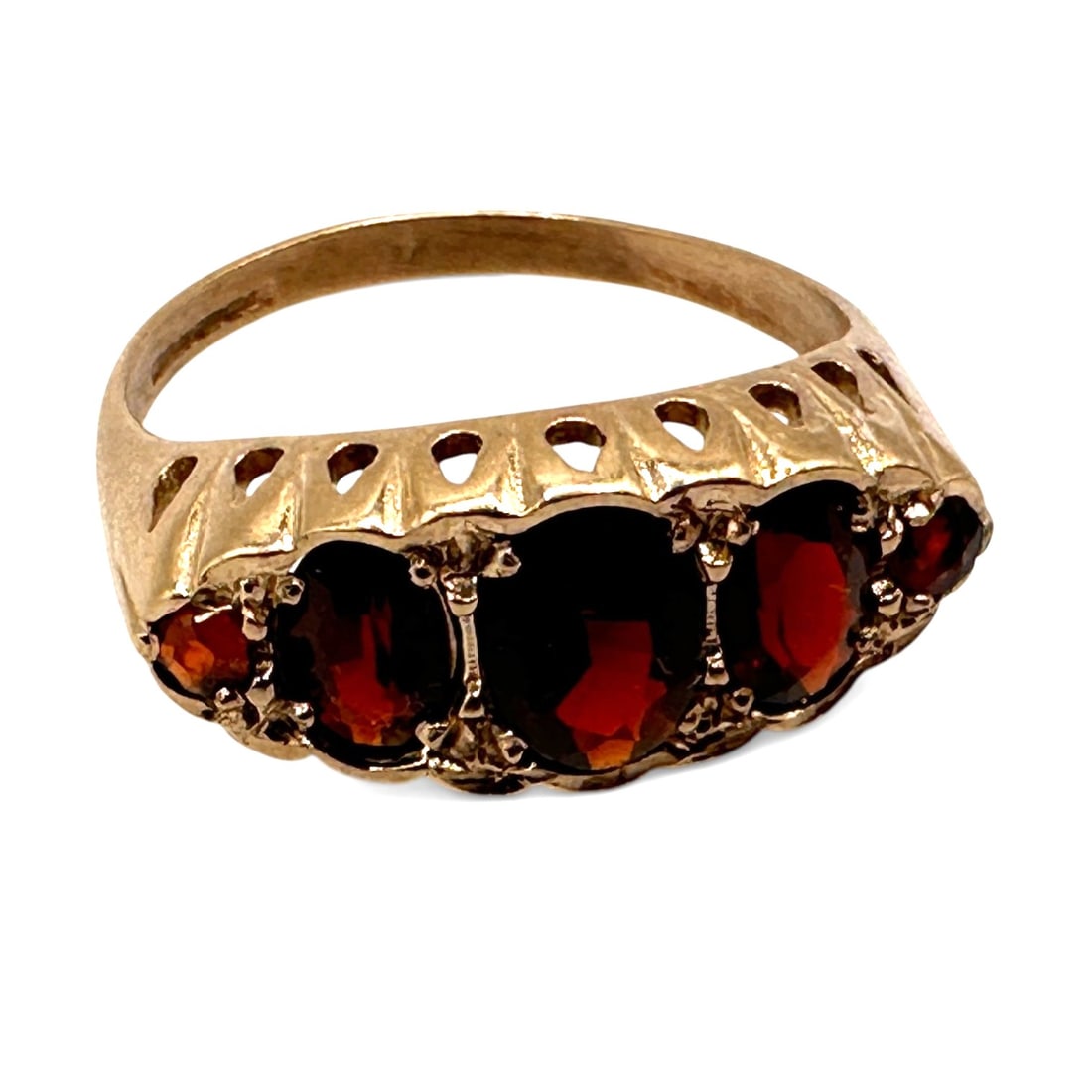 Antique 9K Gold Garnet Ring - 2