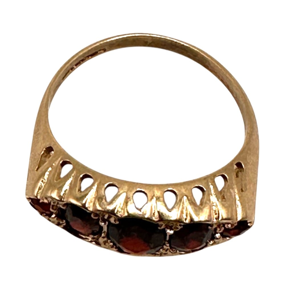 Antique 9K Gold Garnet Ring - 3