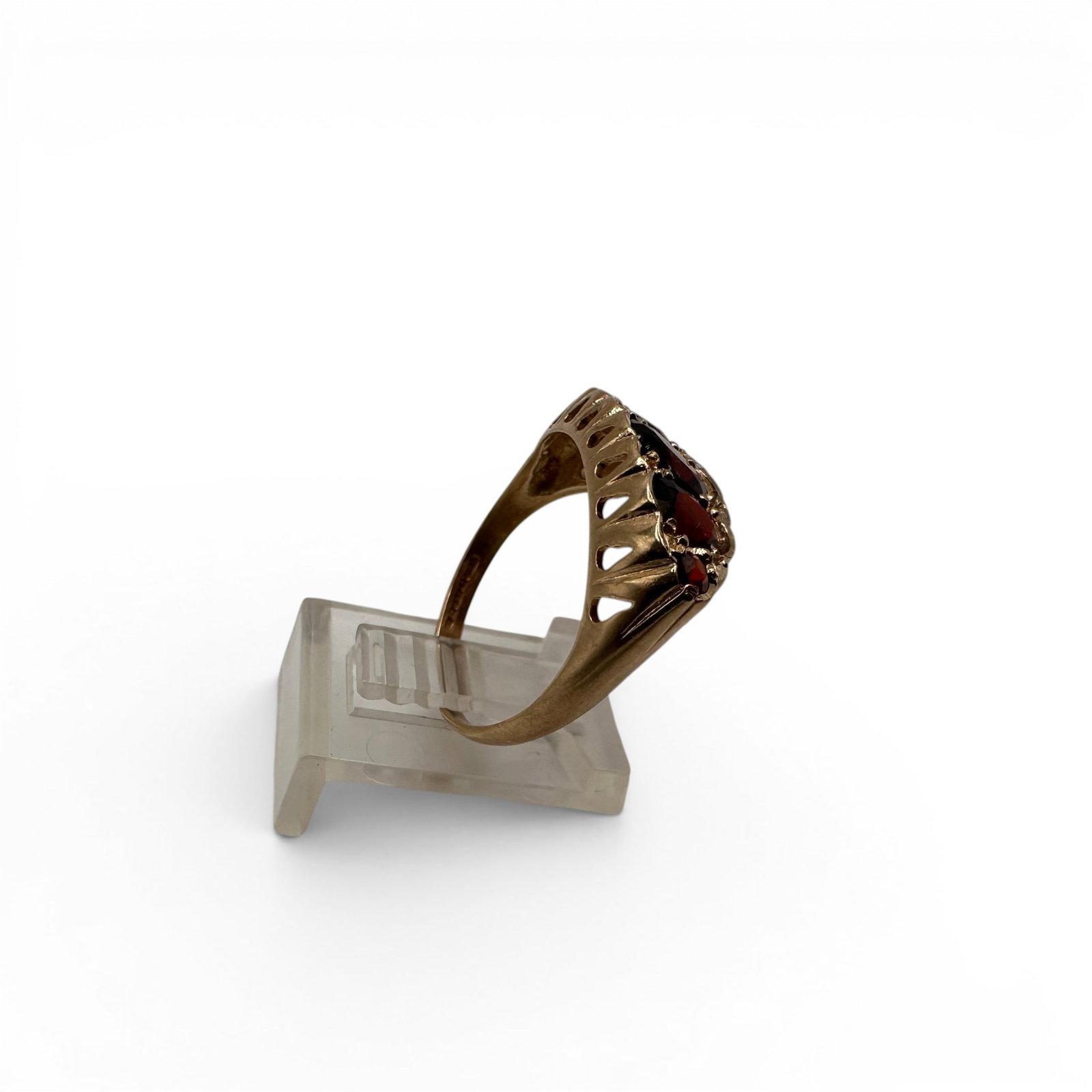 Antique 9K Gold Garnet Ring - 5