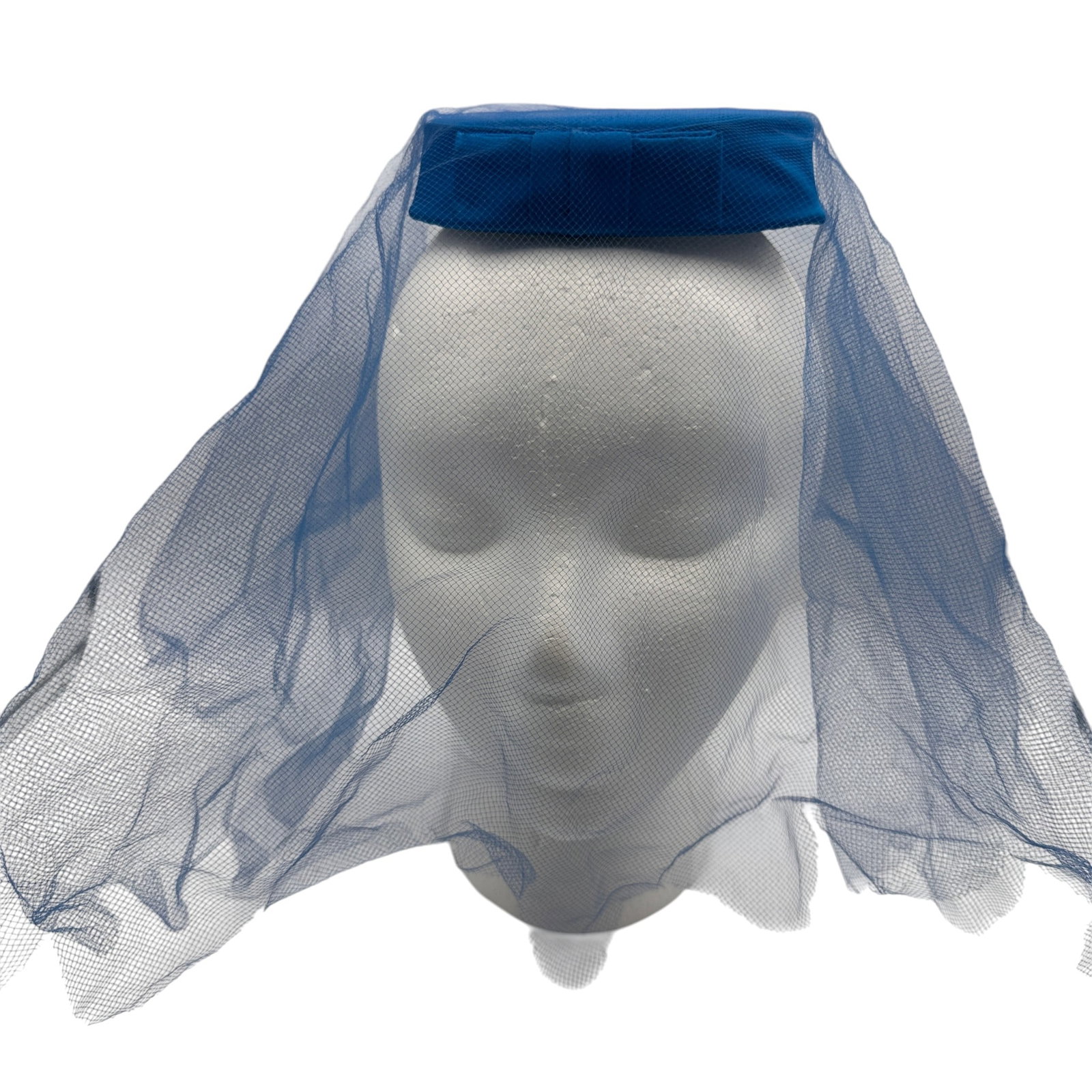 Blue Veiled Pillbox Vintage Hat: Refer to photos for additional condition information as they are a part of the description. Please note lots may show signs of wear commensurate with age and use, and the lack of a statement