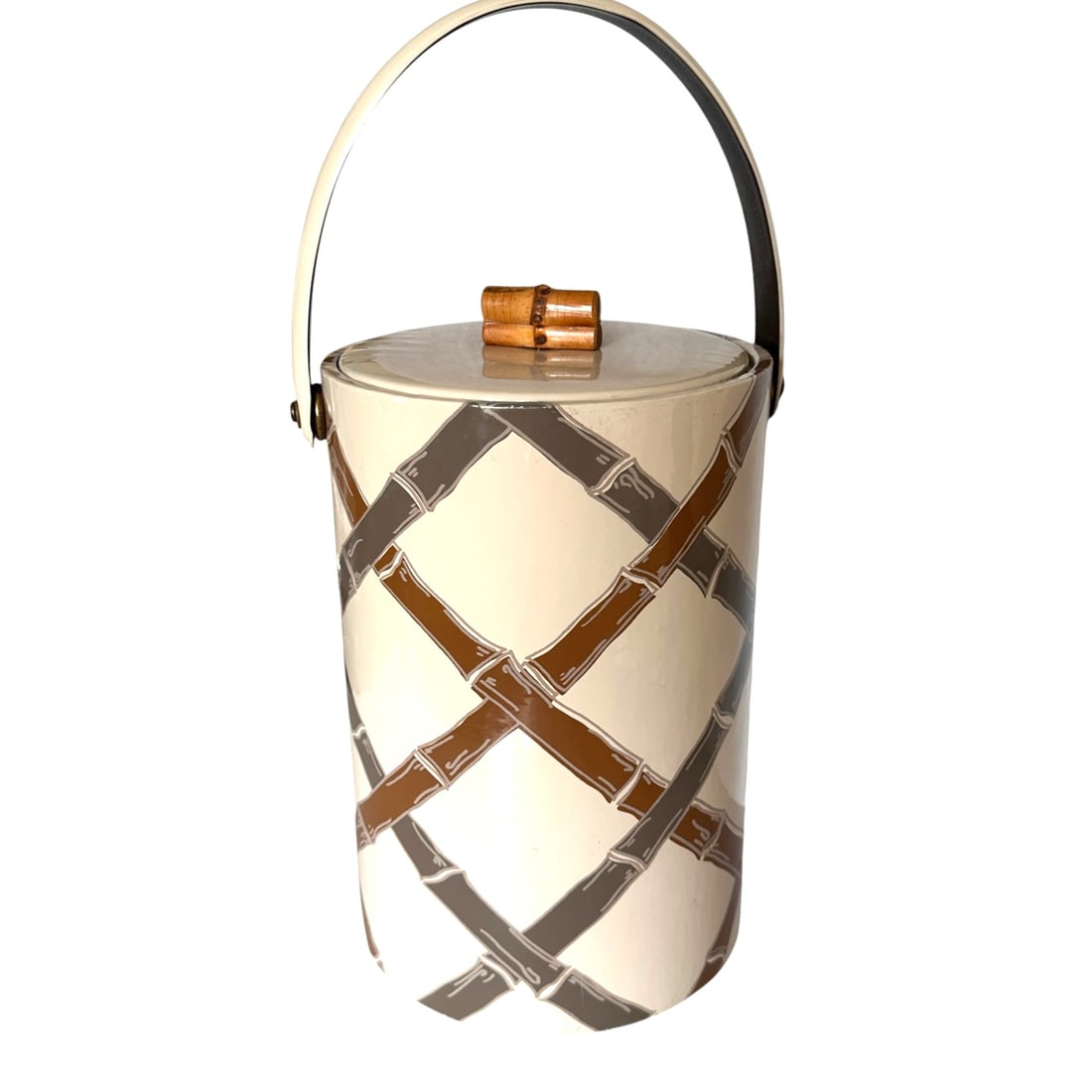Vintage Bamboo Handled 1970's Vinyl Ice Bucket (1 of 5)