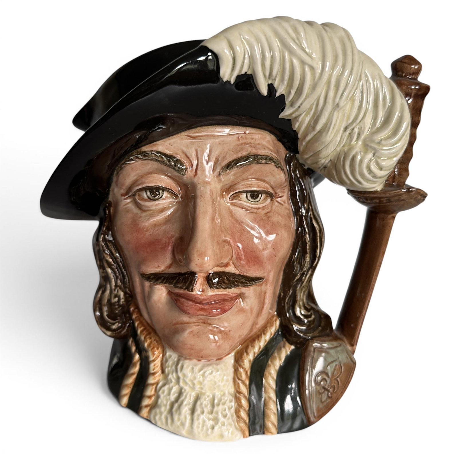 Athos Royal Doulton Toby Jug: Measures 7" tall. Refer to photos for additional condition information as they are a part of the description. Please note lots may show signs of wear commensurate with age and use, and the lack of a s