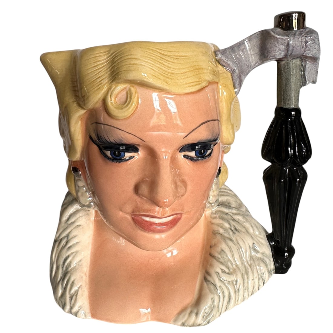 Mae West Royal Doulton Celebrity Collection Toby Jug: Measures approximately 7" tall. Refer to photos for additional condition information as they are a part of the description. Please note lots may show signs of wear commensurate with age and use, and t