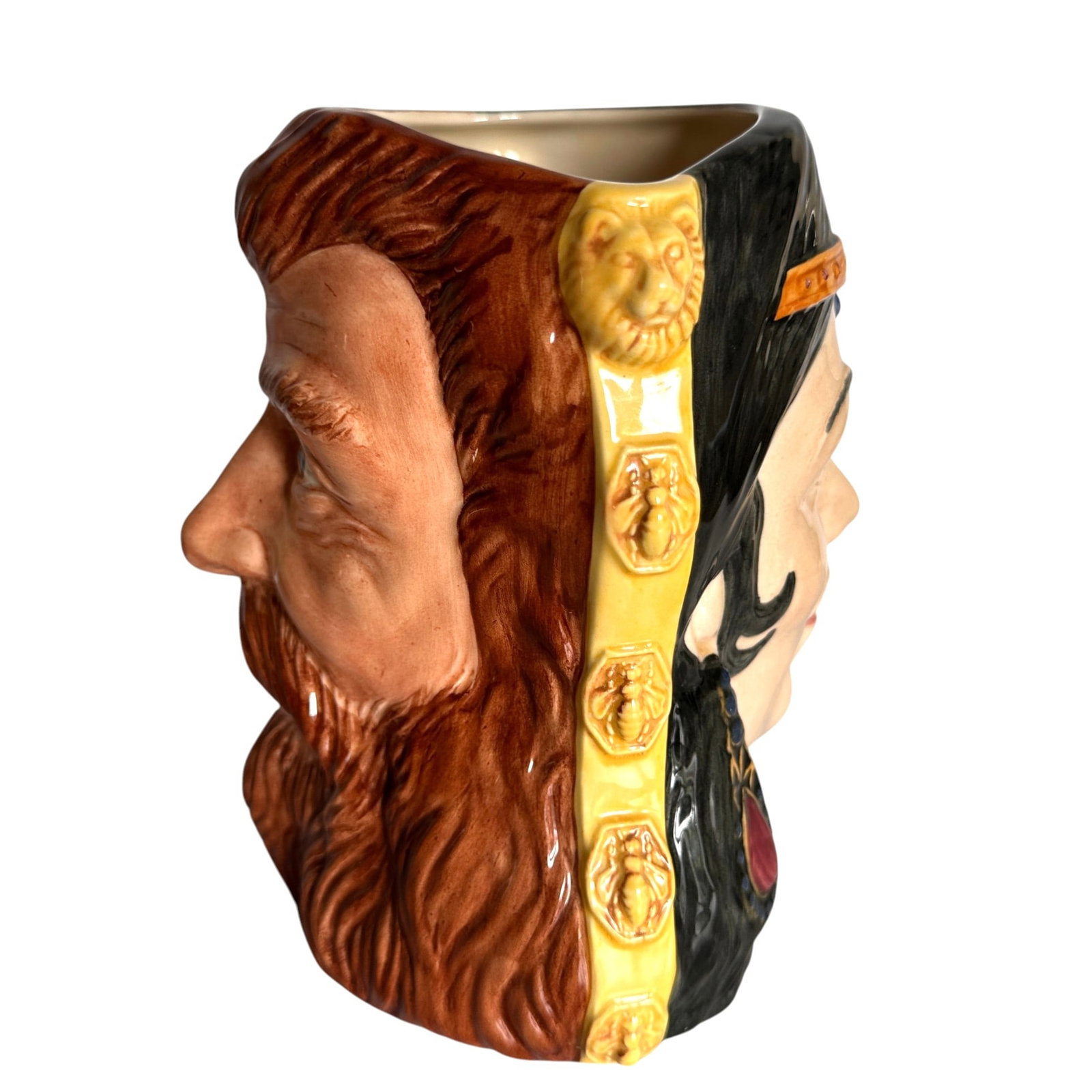 Double Sided Star Samson and Delilah Royal Doulton Toby Jug: Measures 7" tall. Refer to photos for additional condition information as they are a part of the description. Please note lots may show signs of wear commensurate with age and use, and the lack of a s
