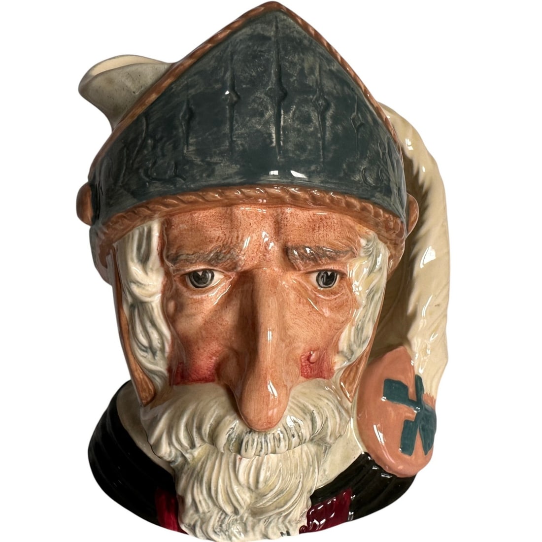 Don Quixote Royal Doulton Toby Jug: Measures 8" tall. Refer to photos for additional condition information as they are a part of the description. Please note lots may show signs of wear commensurate with age and use, and the lack of a s