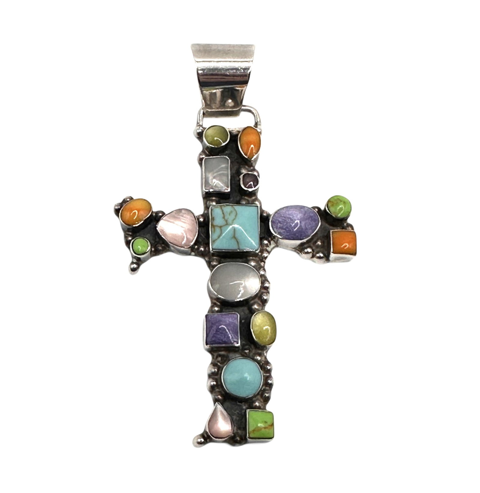 Large Multistone Sterling Silver Cross Pendant (1 of 7)