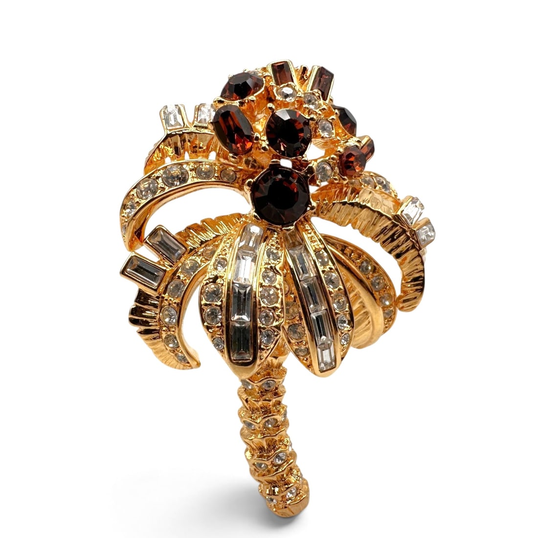 Vintage Nolan Miller Rhinestone Encrusted Palm Tree Brooch: Measures 2 1/4" tall. Refer to photos for additional condition information as they are a part of the description. Please note lots may show signs of wear commensurate with age and use, and the lack of