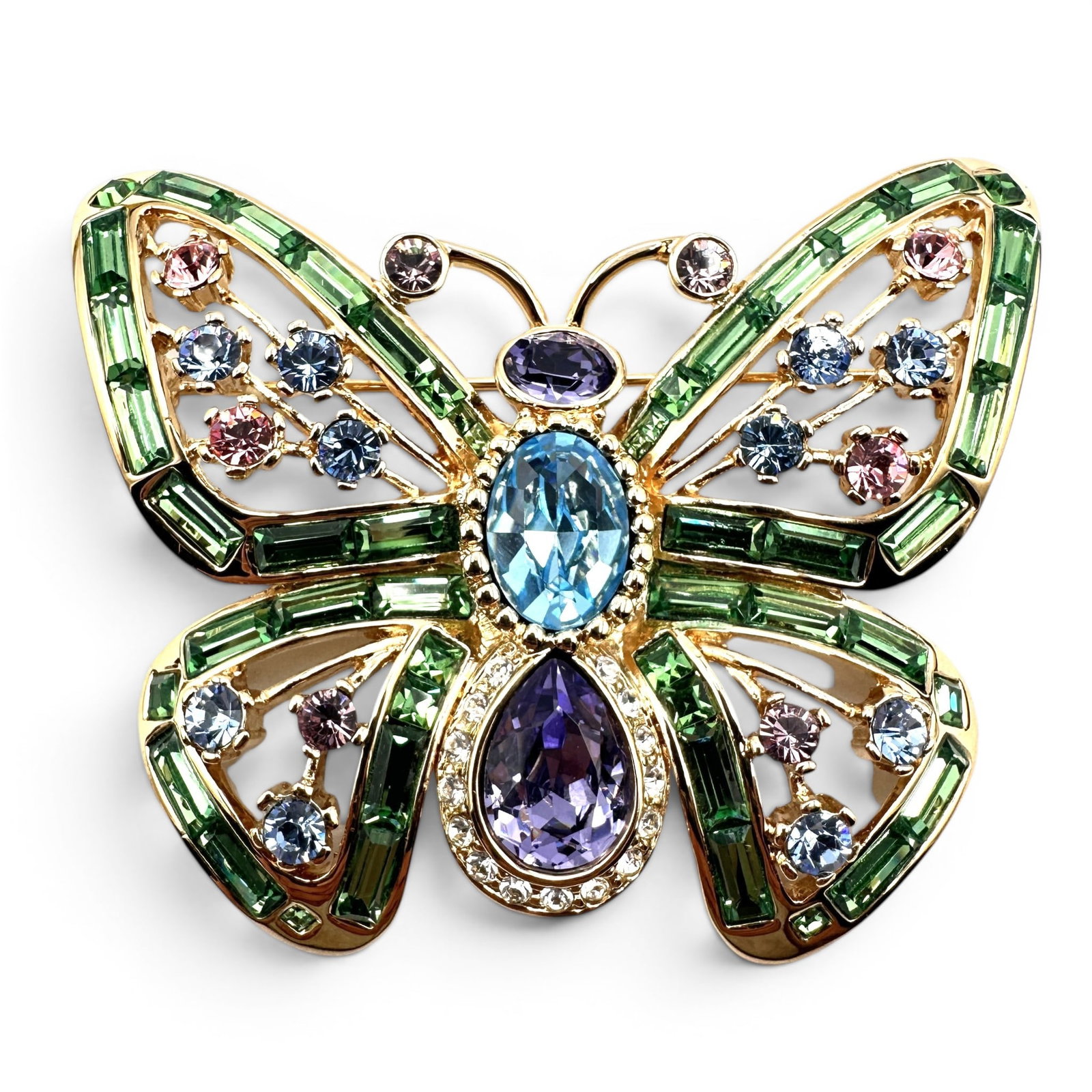 Vintage Nolan Miller Butterfly Brooch Glamour Collection Swarovski Crystals: Refer to photos for additional condition information as they are a part of the description. Please note lots may show signs of wear commensurate with age and use, and the lack of a statement regarding