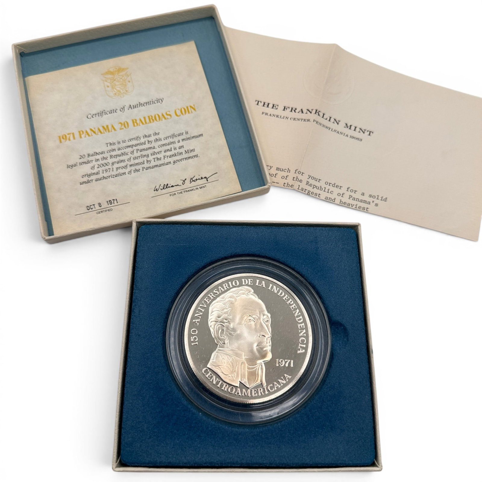 1971 Panama 20 Balboas Silver Proof Coin (1 of 7)