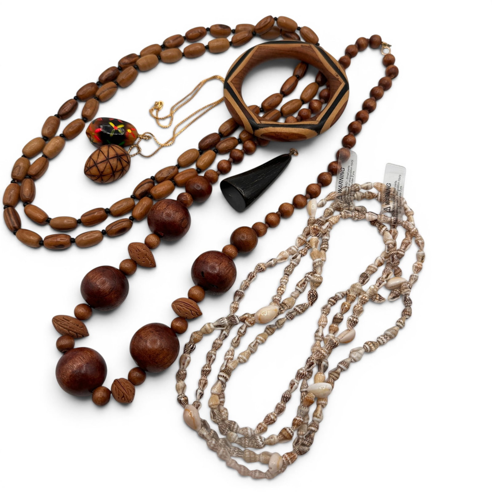 Tiki Lovers Jewelry Lot: Refer to photos for additional condition information as they are a part of the description. Please note lots may show signs of wear commensurate with age and use, and the lack of a statement