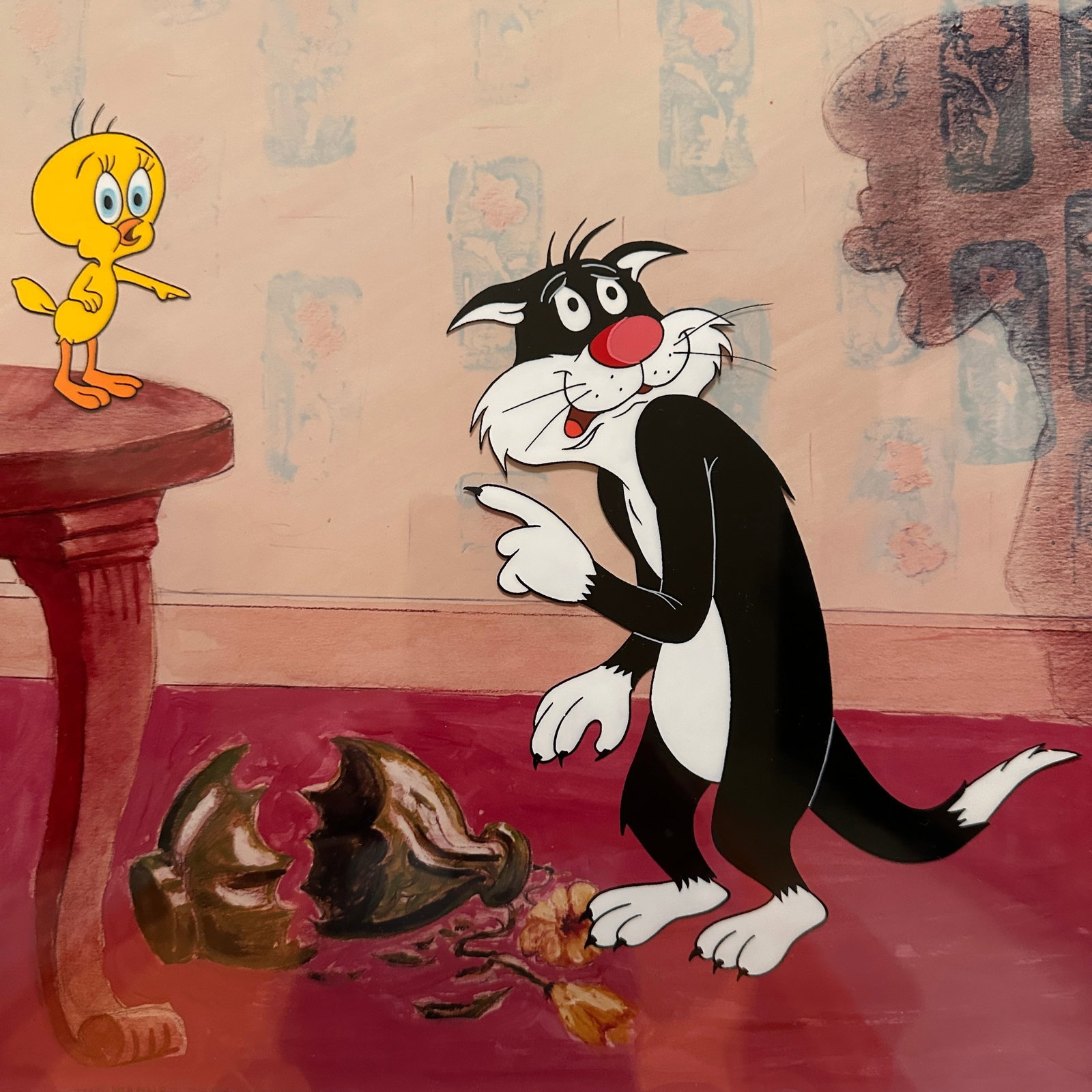 Friz Freleng "He Did It!" Limited Edition: Measures 24" wide x 20" high. Refer to photos for additional condition information as they are a part of the description. Please note lots may show signs of wear commensurate with age and use, and