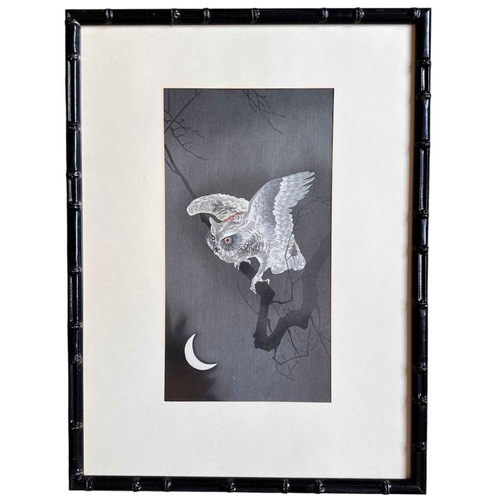 Ohara Koson Owl in Moonlight Vintage Japanese Signed Print (1 of 1)