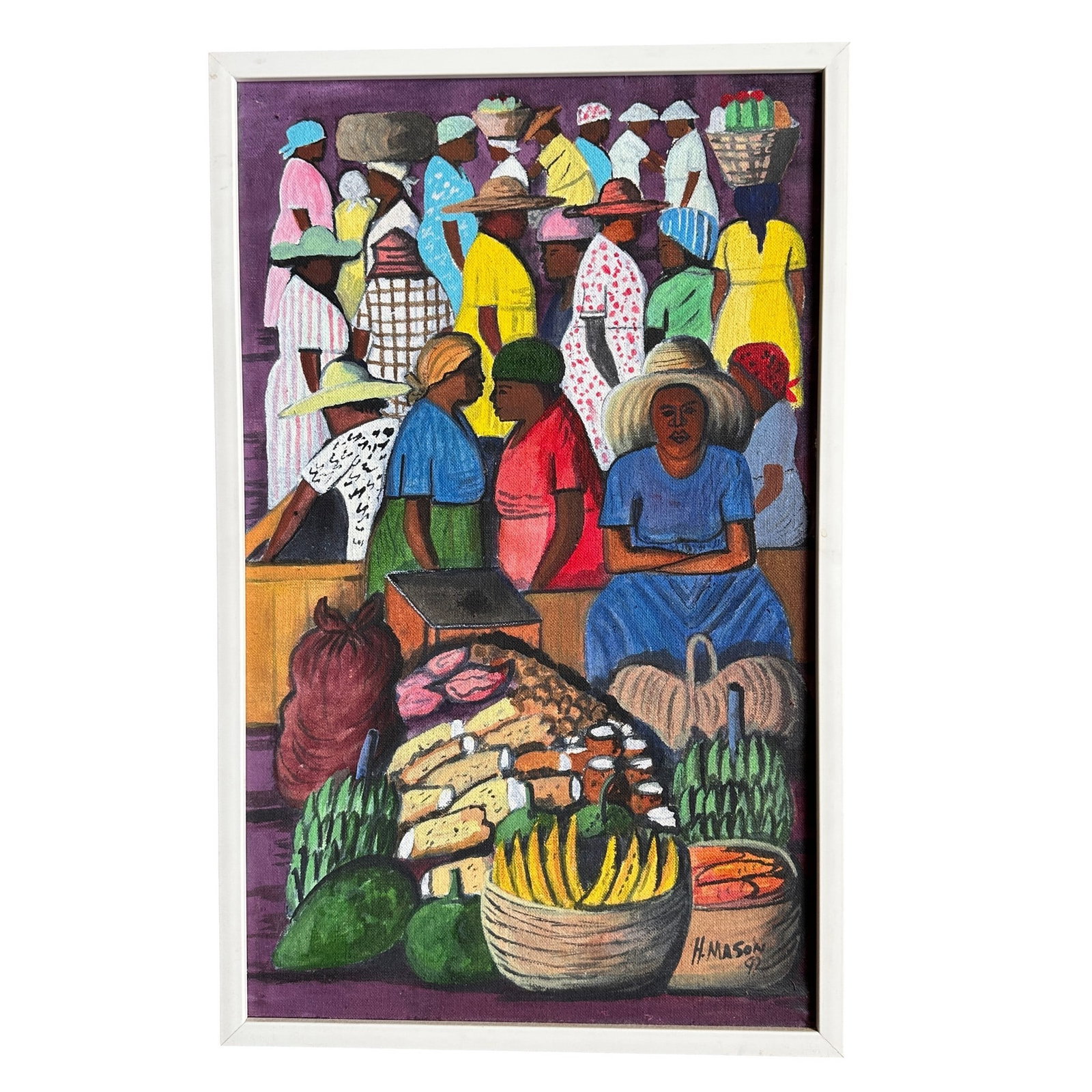 Hubert Lee Mason Colorful Market Scene Oil Painting (1 of 5)