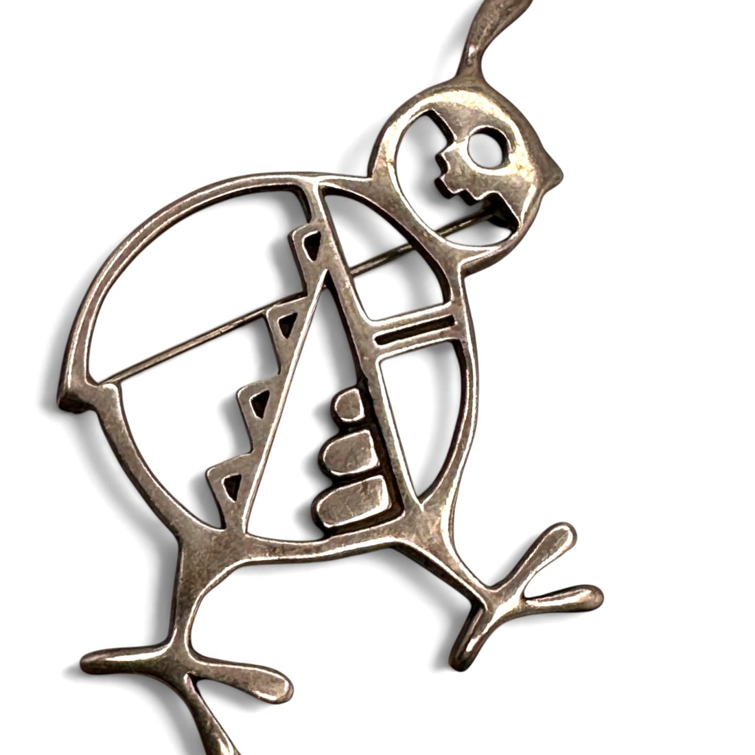 Dennis Ramone Sterling Silver Navajo Quail Brooch (1 of 7)