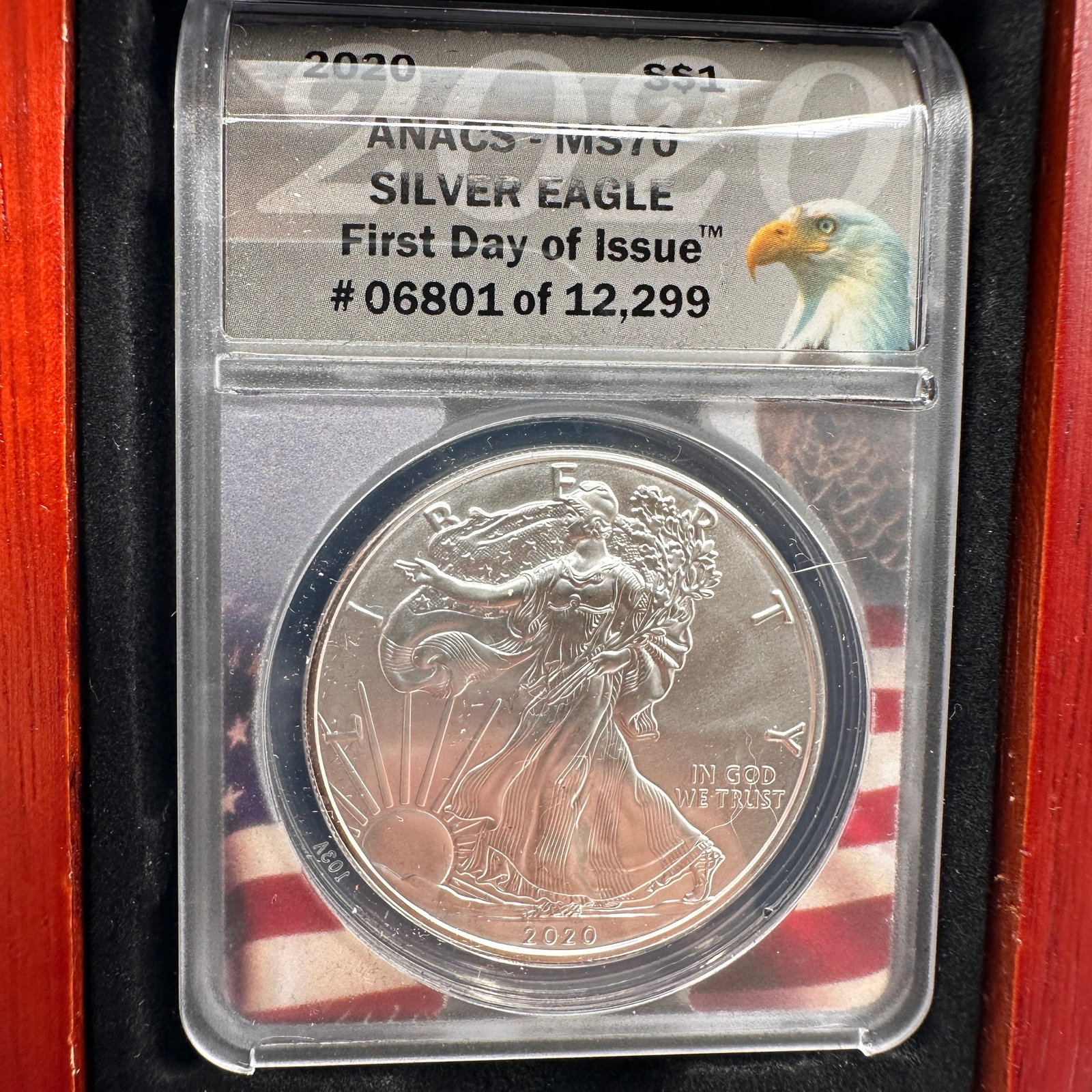 MS70 2020 Silver Eagle First Day of Issue Proof Silver Dollar with COA (1 of 5)