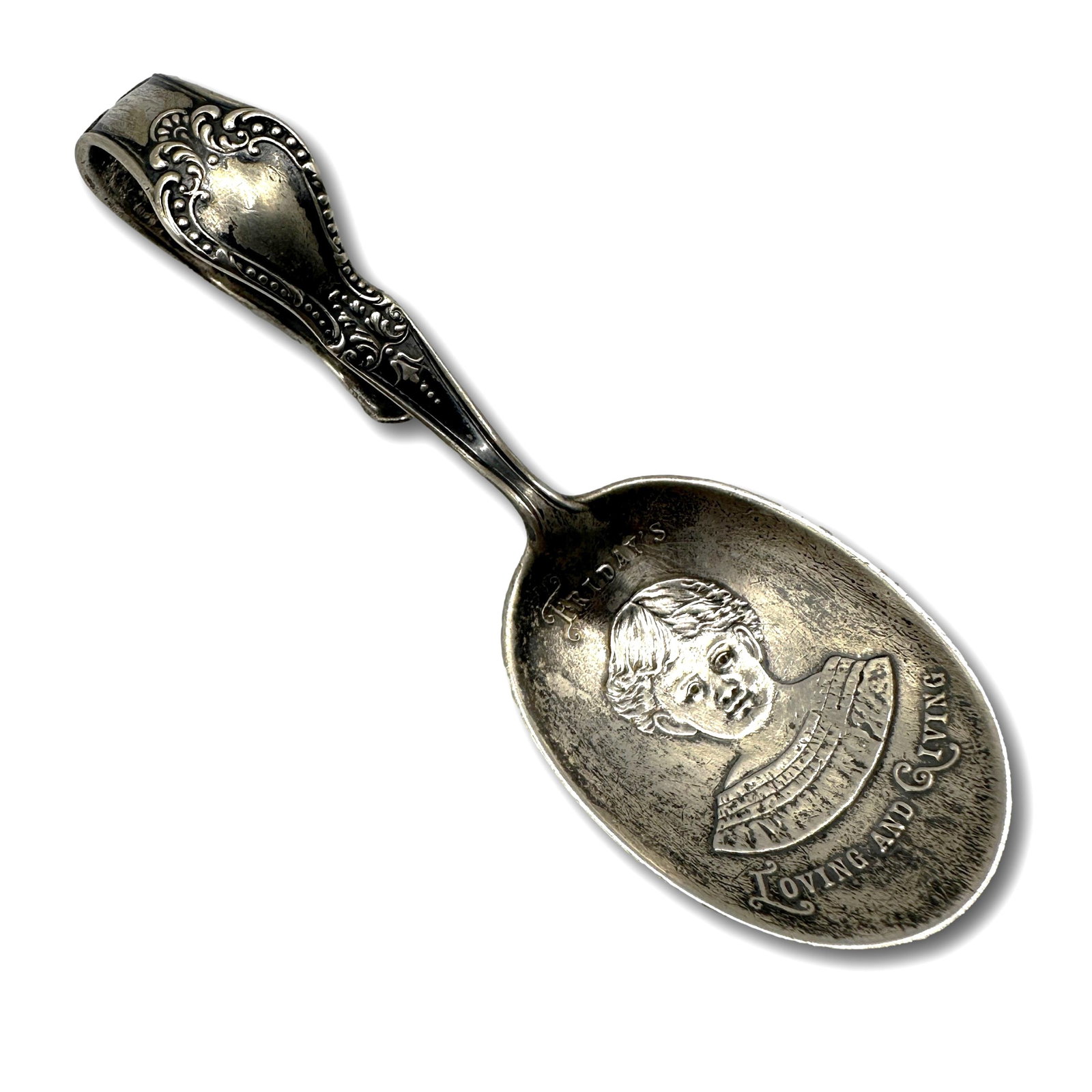 Antique Sterling Silver Friday's Child Loving and Giving Child's Spoon (1 of 6)