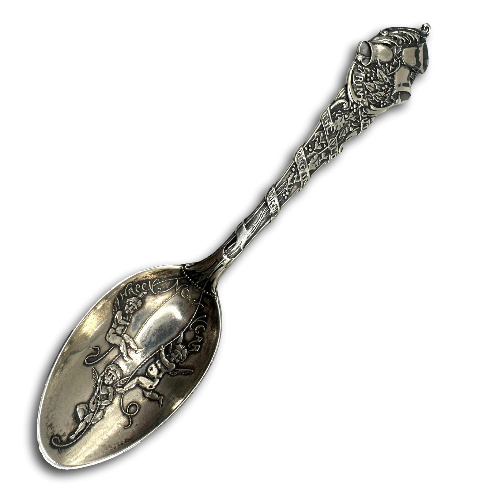 Ornate Antique Sterling Silver Ring Out the Old, Ring in the New Collector Spoon (1 of 6)