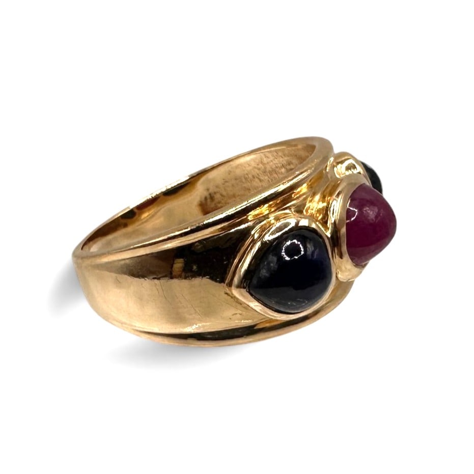 14K Gold Ruby and Onyx Ring - 2