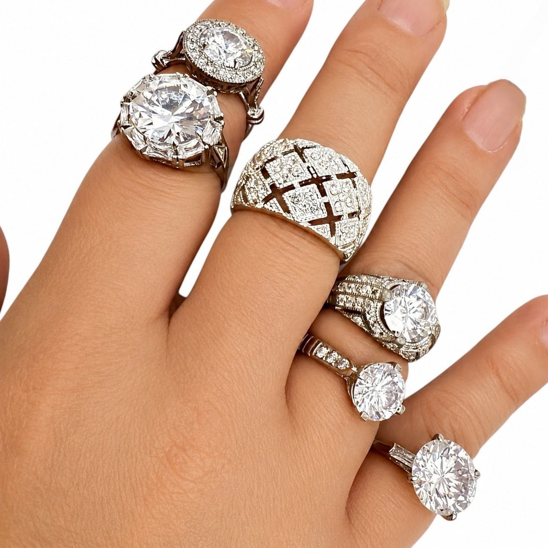 Lot of 6 Bling Costume Jewelry Rings (1 of 3)