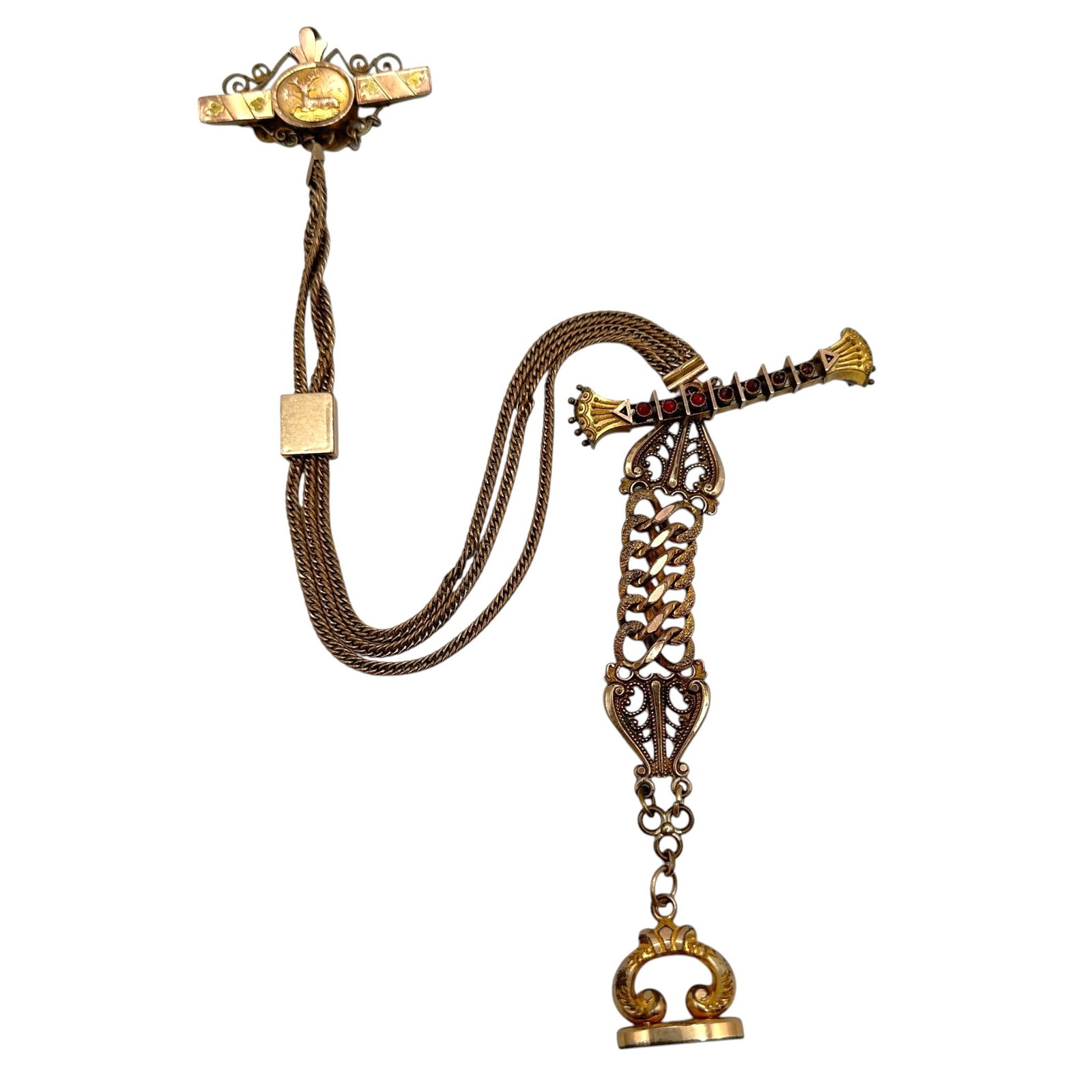 Victorian Gold Filled Pocket Vest Chain and Decorative Fob (1 of 11)