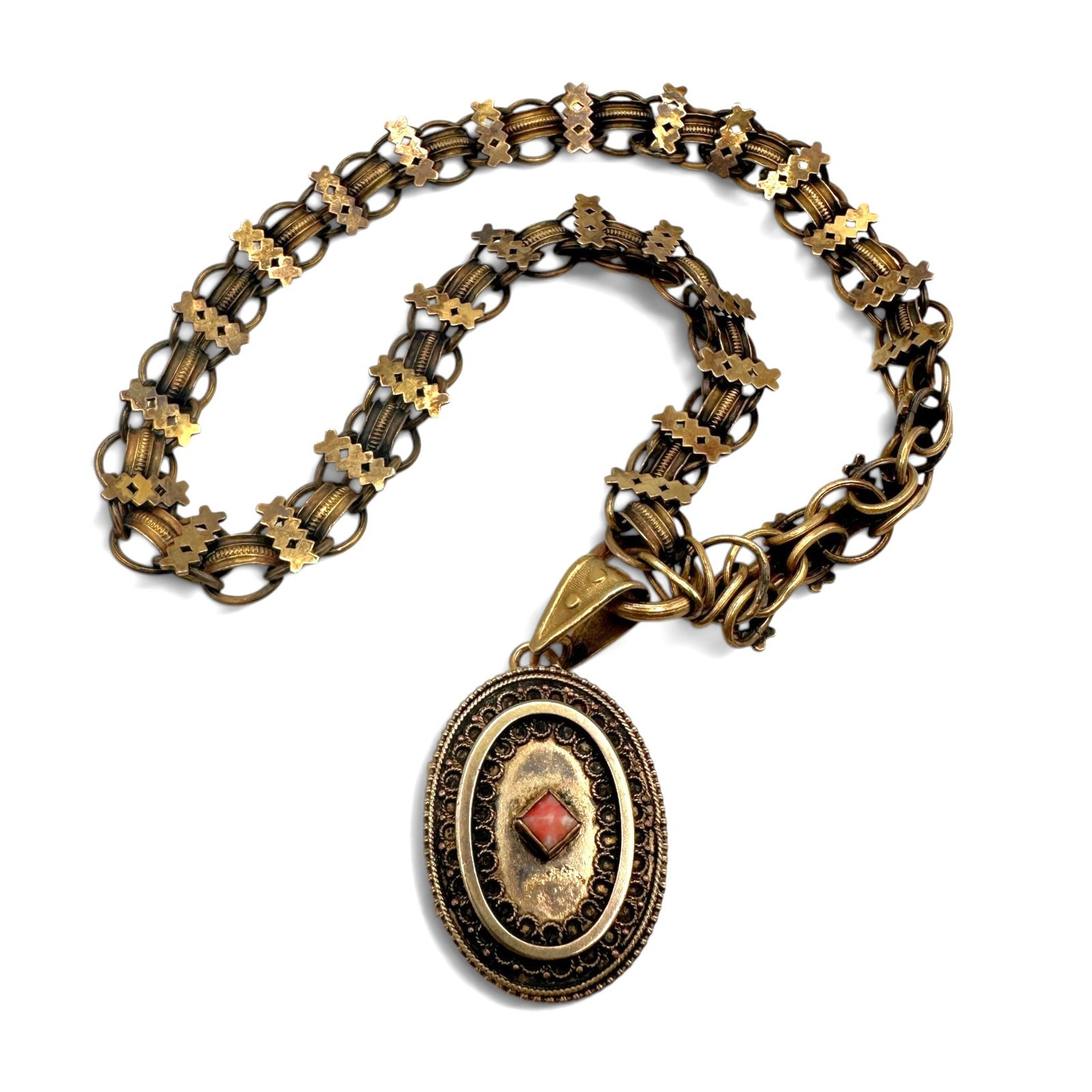 Lovely Victorian Gold Filled Locket on Book Chain (1 of 9)