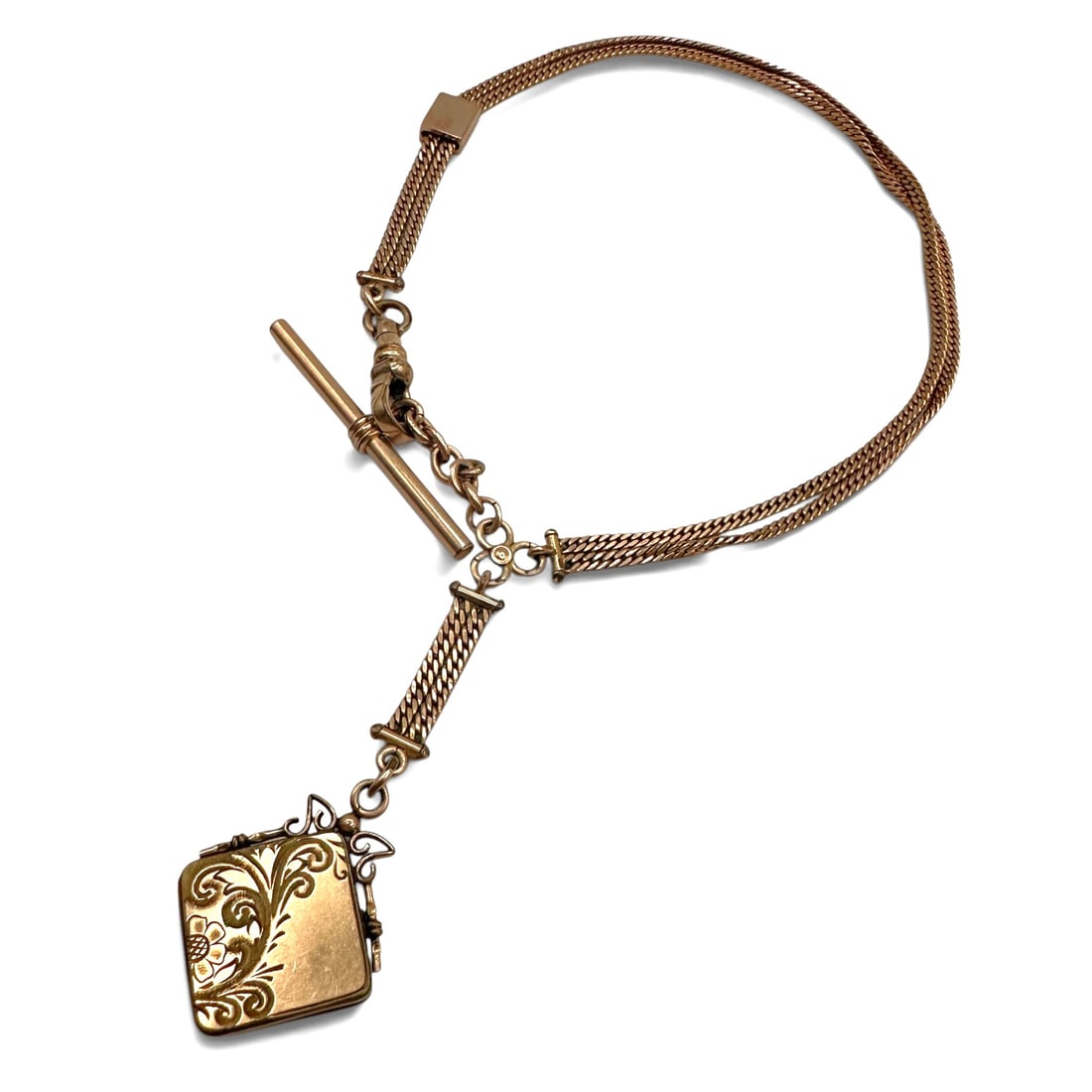 Antique Victoria Gold Filled Pocket Chain with Locket: Please review photos for more details as they are a part of the description. Item is being sold as found from an estate collection and may show signs of age, use, wear, imperfections, or surface varia