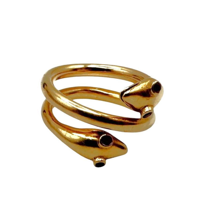 18K Gold and Ruby Two Headed Serpent Ring - 2