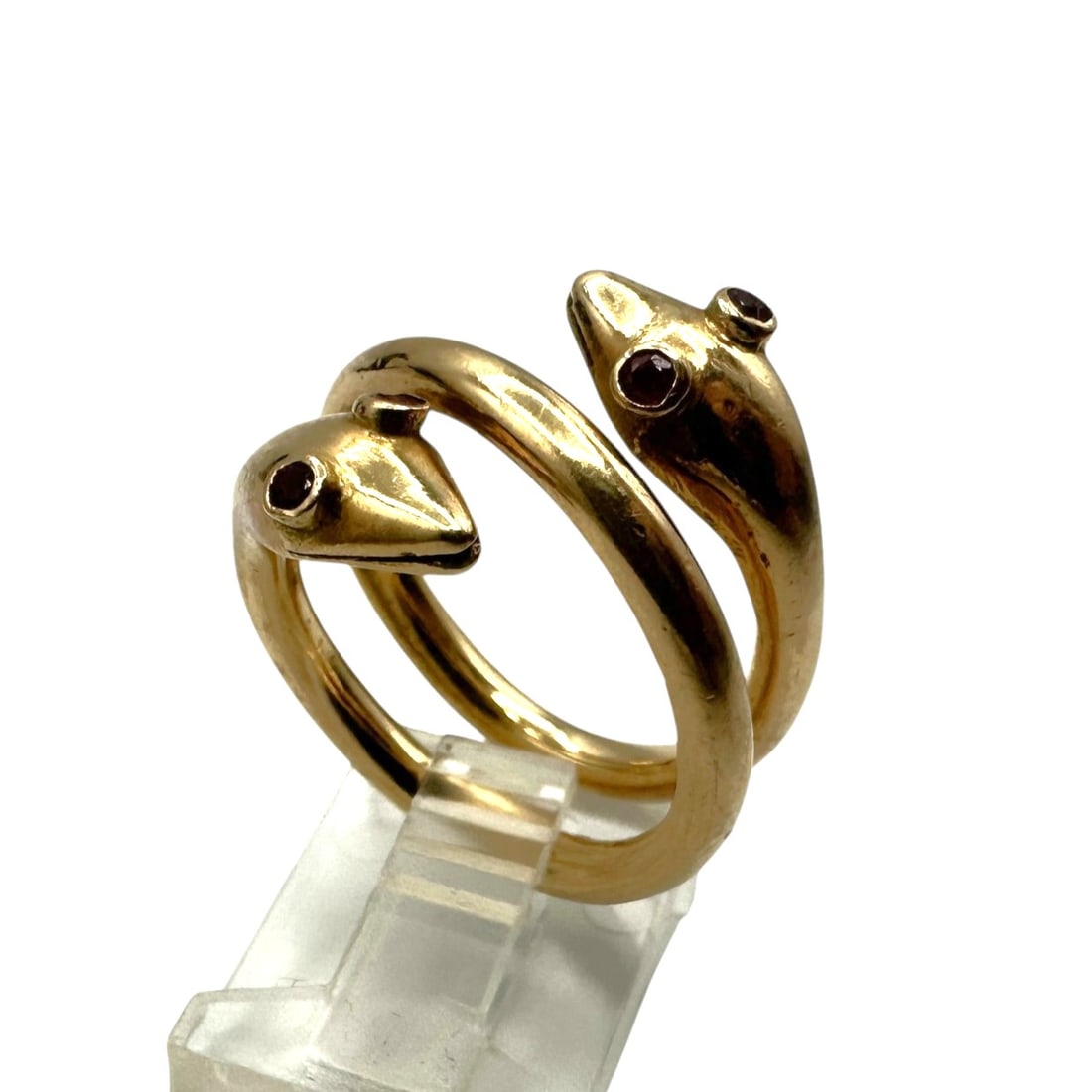 18K Gold and Ruby Two Headed Serpent Ring - 3