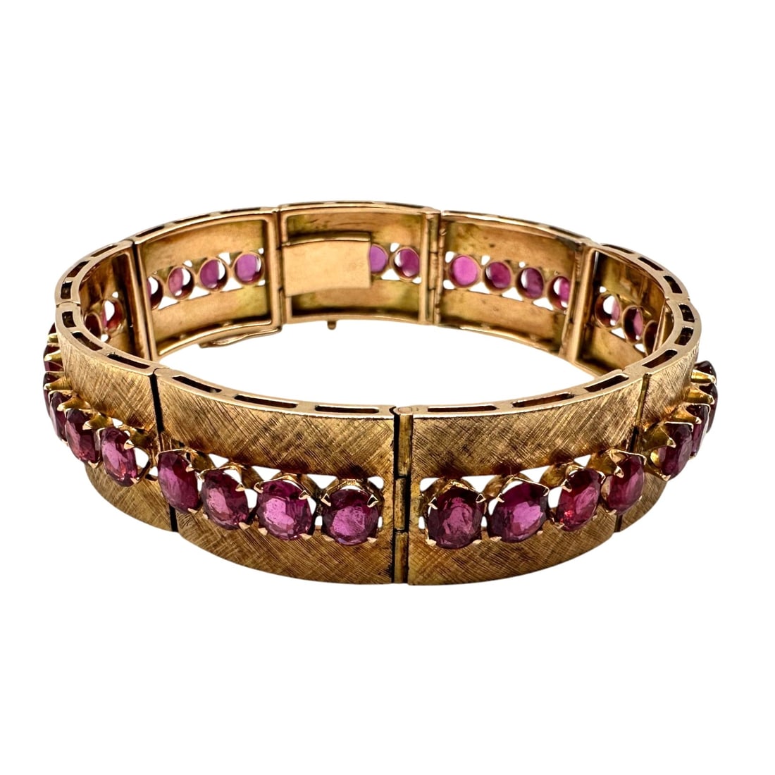 Mid Century 18K Gold and Ruby Statement Bracelet - 10