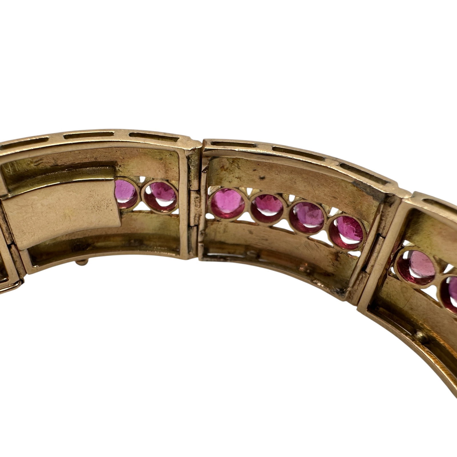 Mid Century 18K Gold and Ruby Statement Bracelet - 11