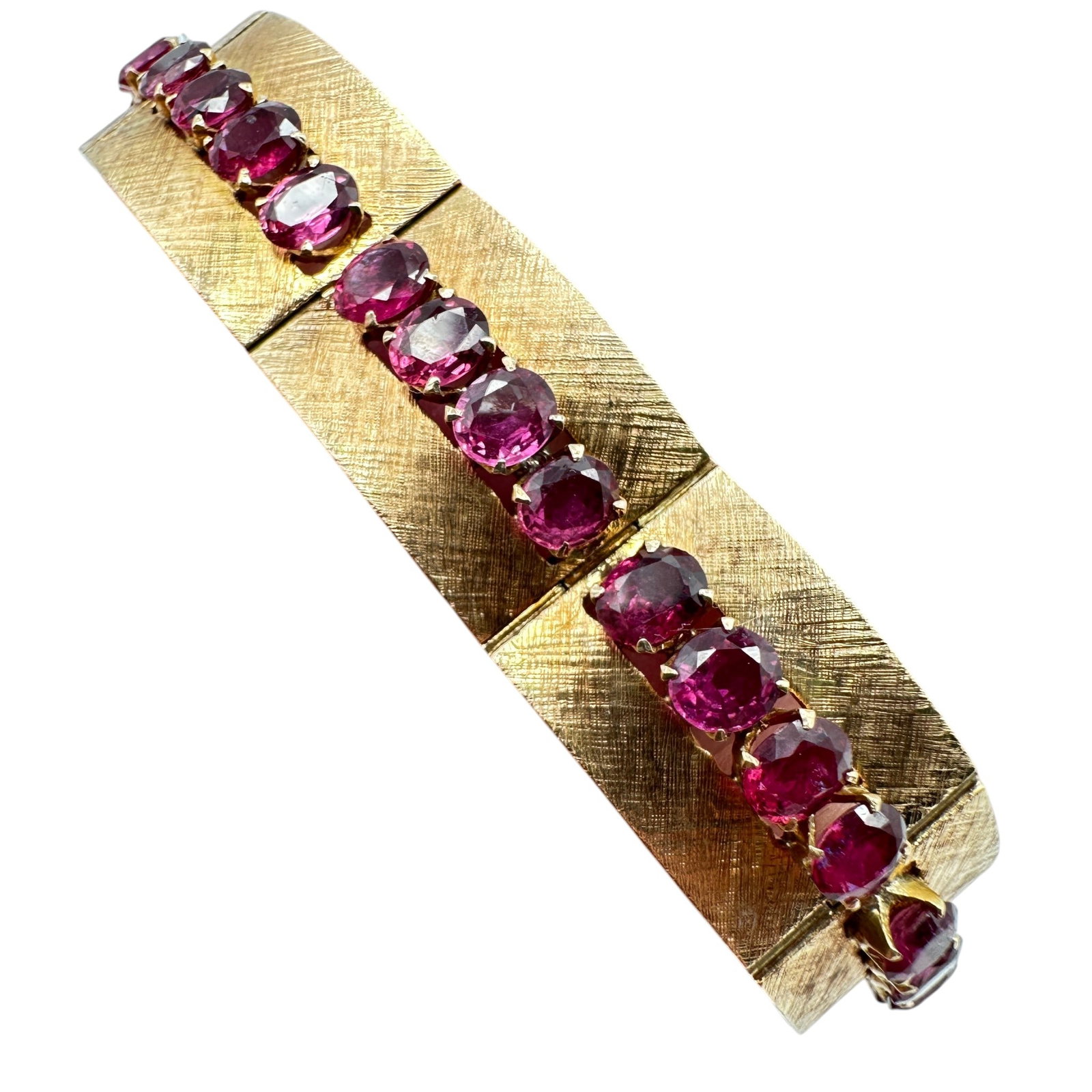 Mid Century 18K Gold and Ruby Statement Bracelet - 12