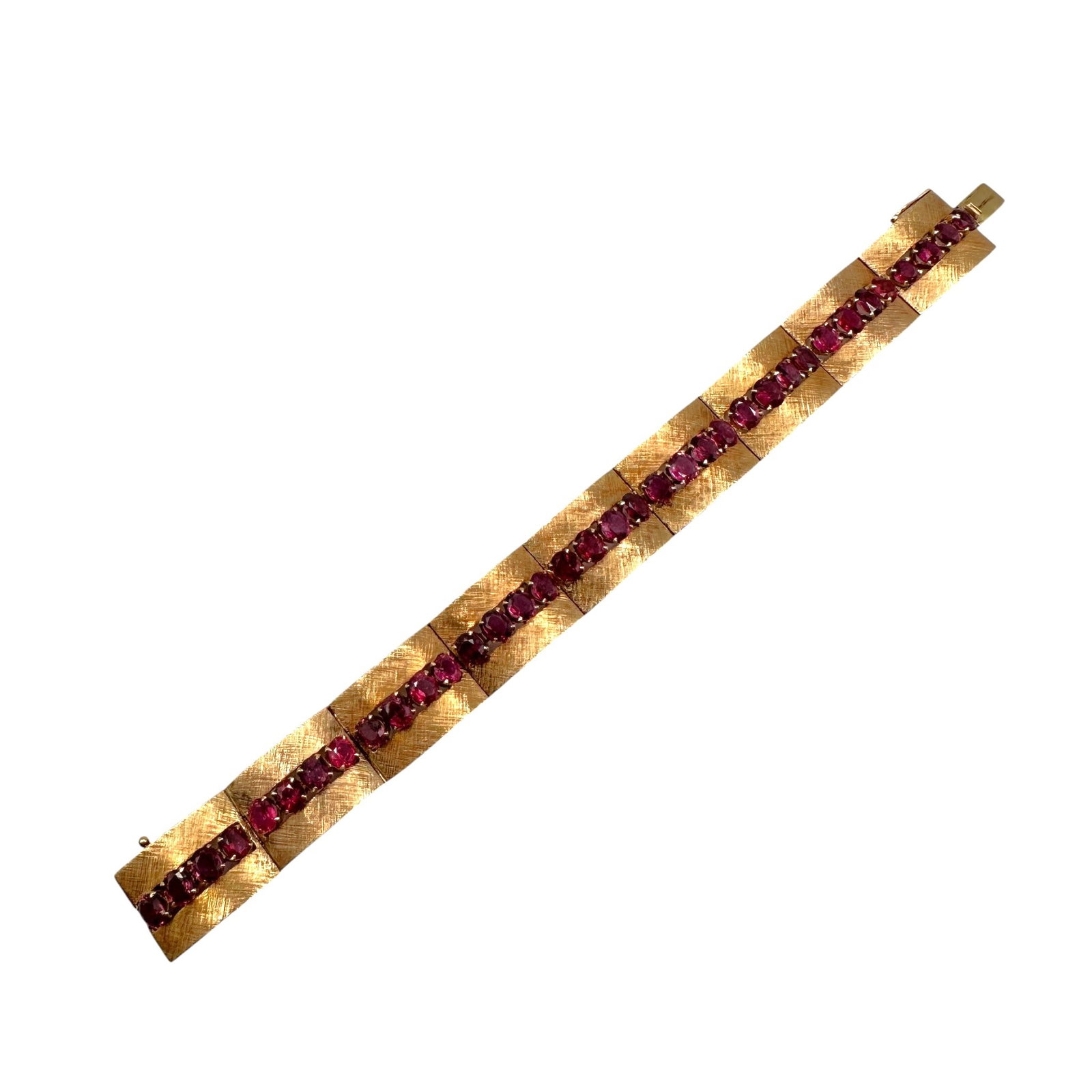 Mid Century 18K Gold and Ruby Statement Bracelet - 2