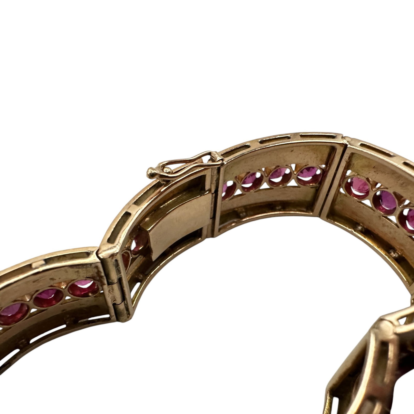 Mid Century 18K Gold and Ruby Statement Bracelet - 5