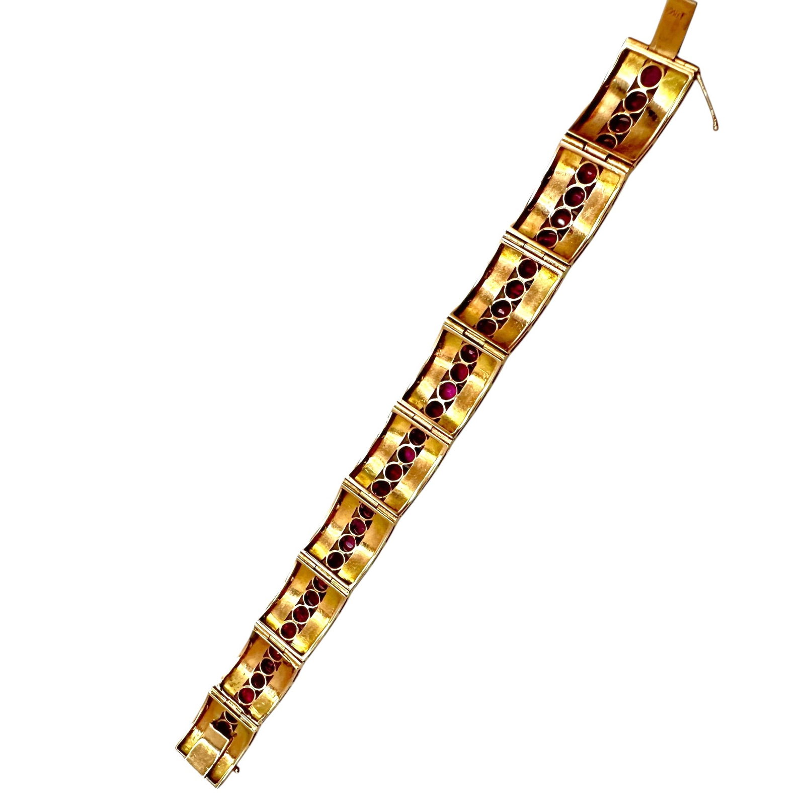 Mid Century 18K Gold and Ruby Statement Bracelet - 6