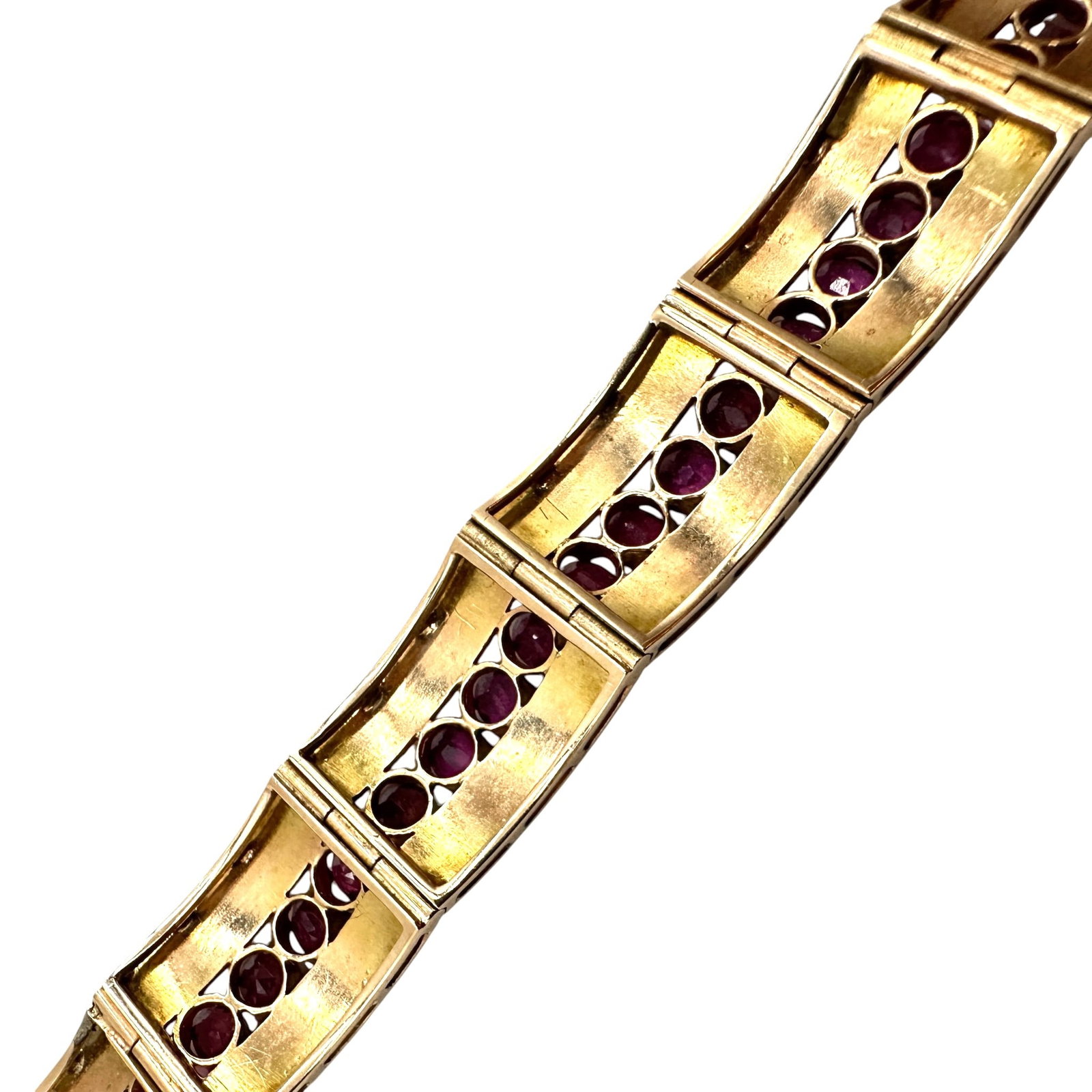 Mid Century 18K Gold and Ruby Statement Bracelet - 7