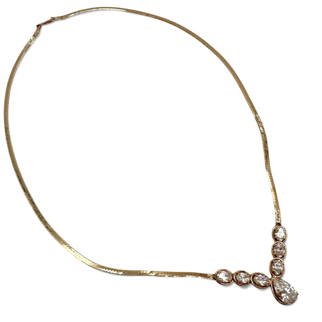 Elegant 14K Gold V Shaped CZ Necklace (1 of 9)