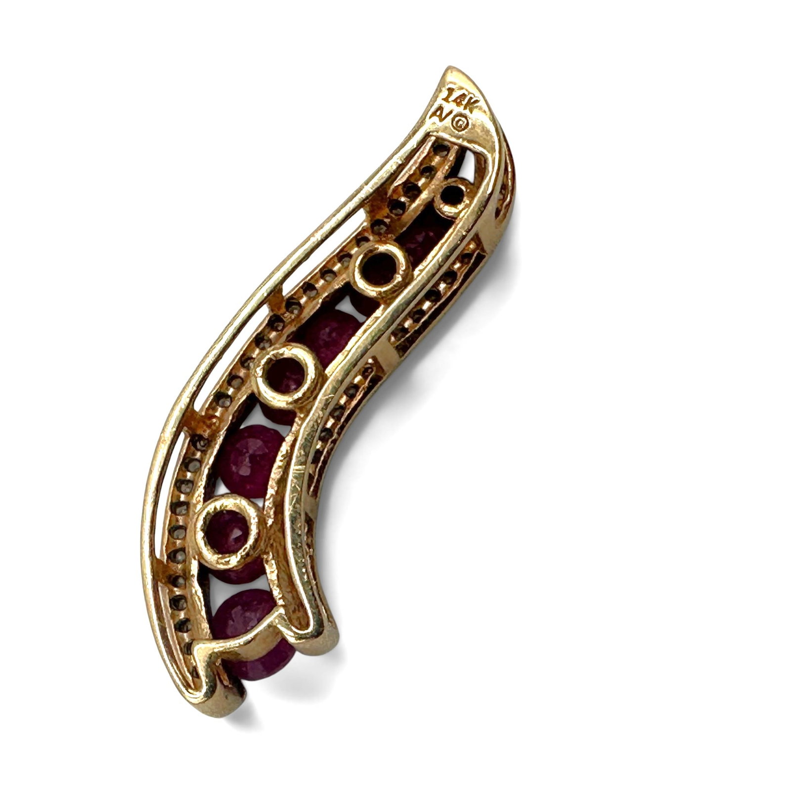 14K Gold Ruby and Diamond Pendant - 2