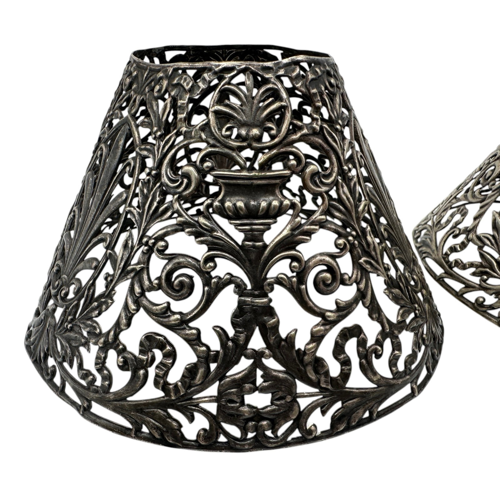 Pair of Gorham Silver Plated Lamp Shades: Please review photos for more details as they are a part of the description. Item is being sold as found from an estate collection and may show signs of age, use, wear, imperfections, or surface varia