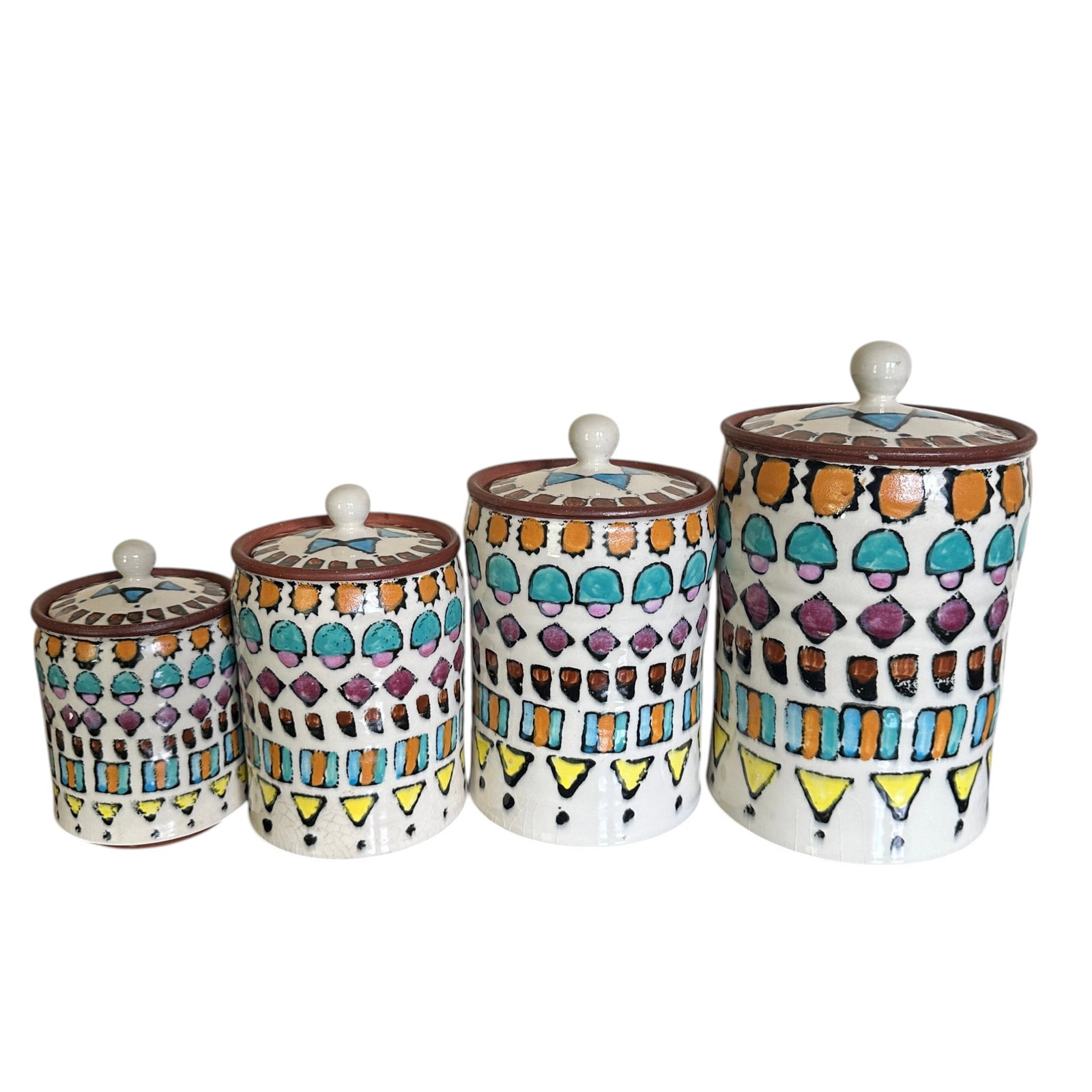 Set of 4 Tom Phinney Vintage Studio Pottery Cannisters (1 of 17)