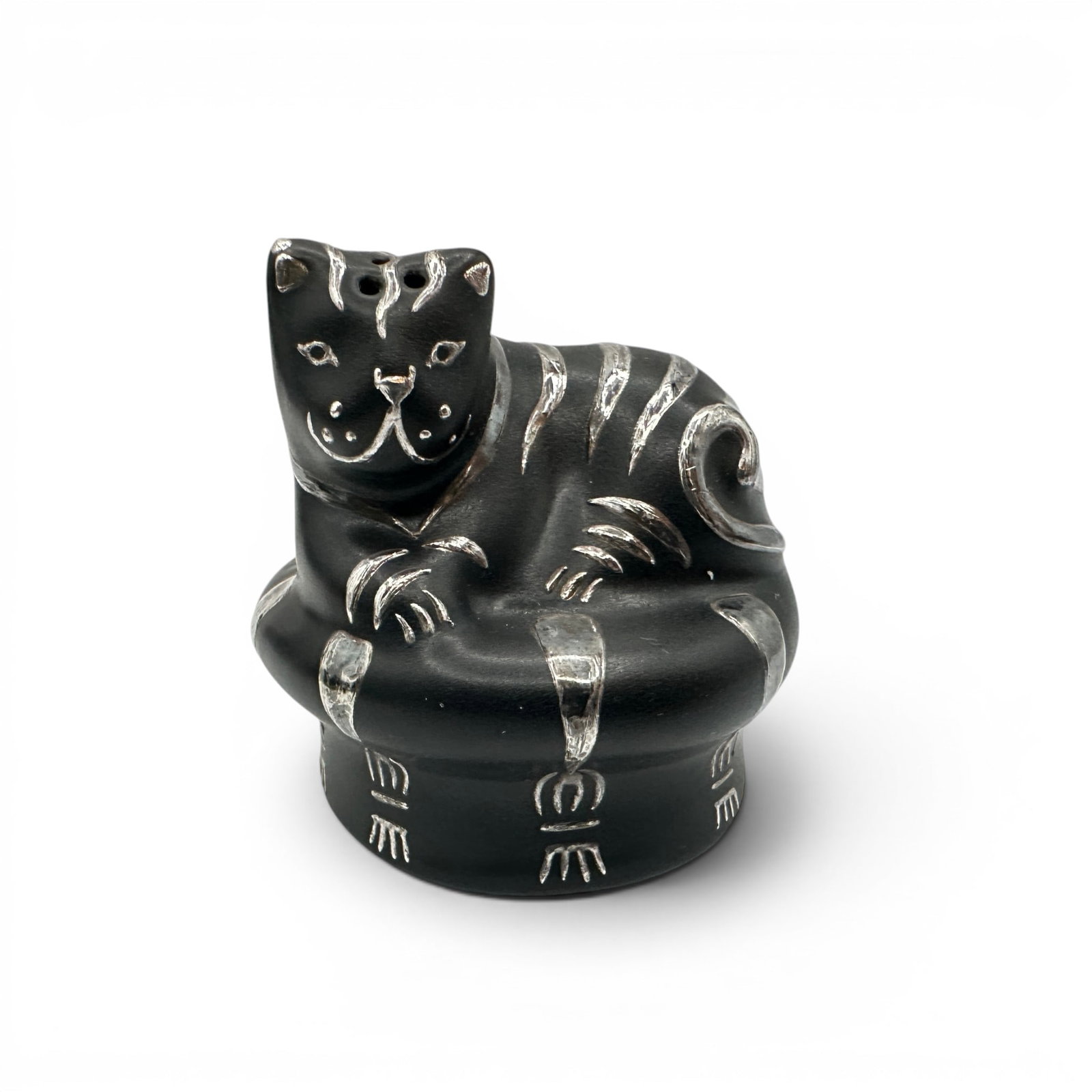Emilia Castillo Vintage Ceramic and Sterling Silver Cat Salt or Pepper Shaker (1 of 6)