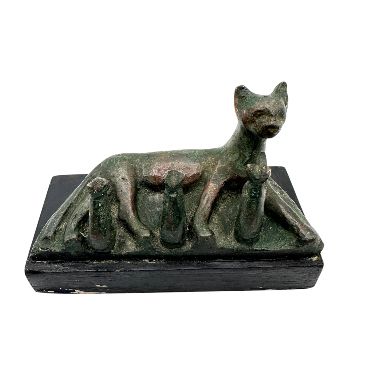 Vintage Replica Egyptian Bronze Bastet Nursing Kittens (1 of 10)