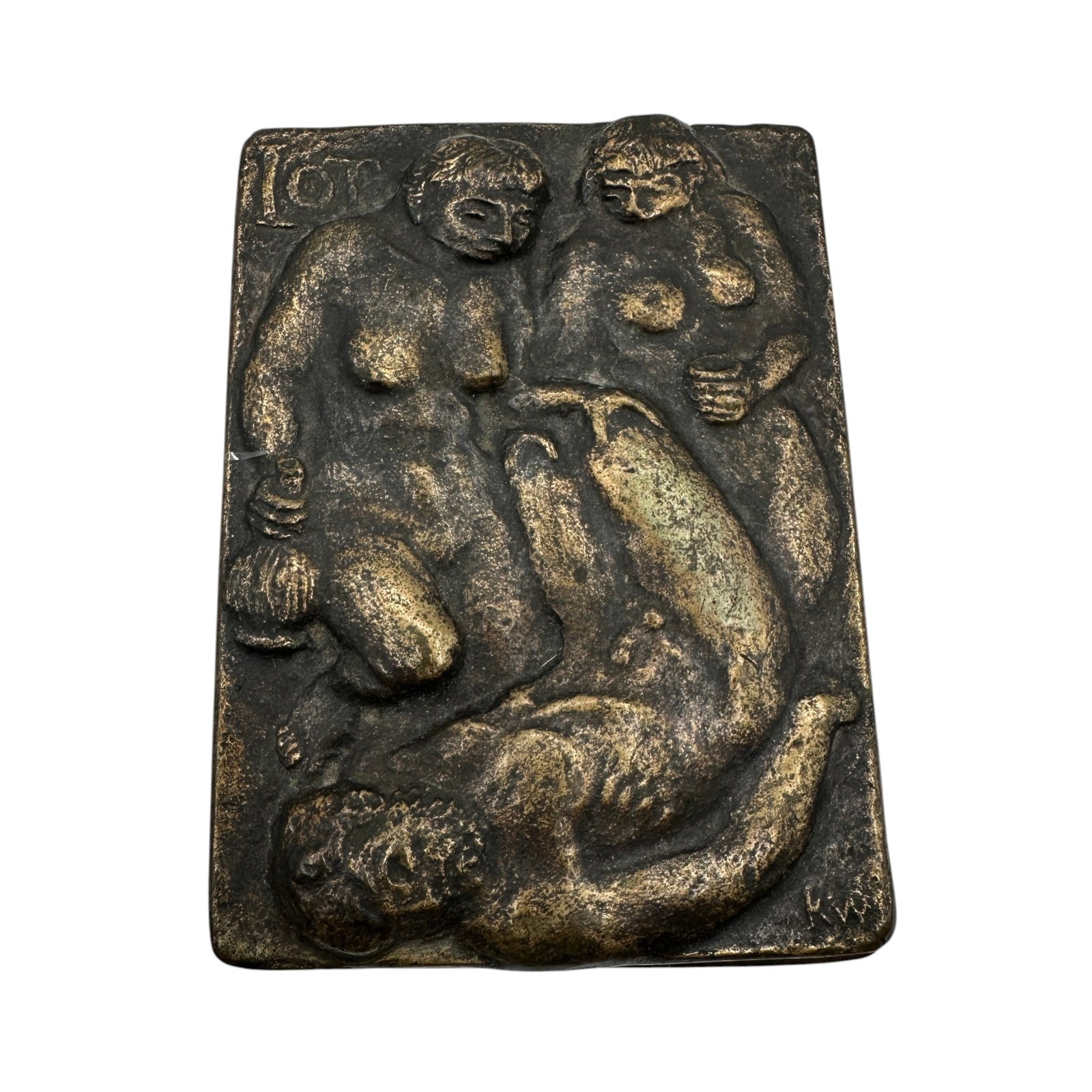Solid Bronze Kenneth Washburn Lidded Box Depicting "Lot" - Brown Eagle Bronzes (1 of 5)